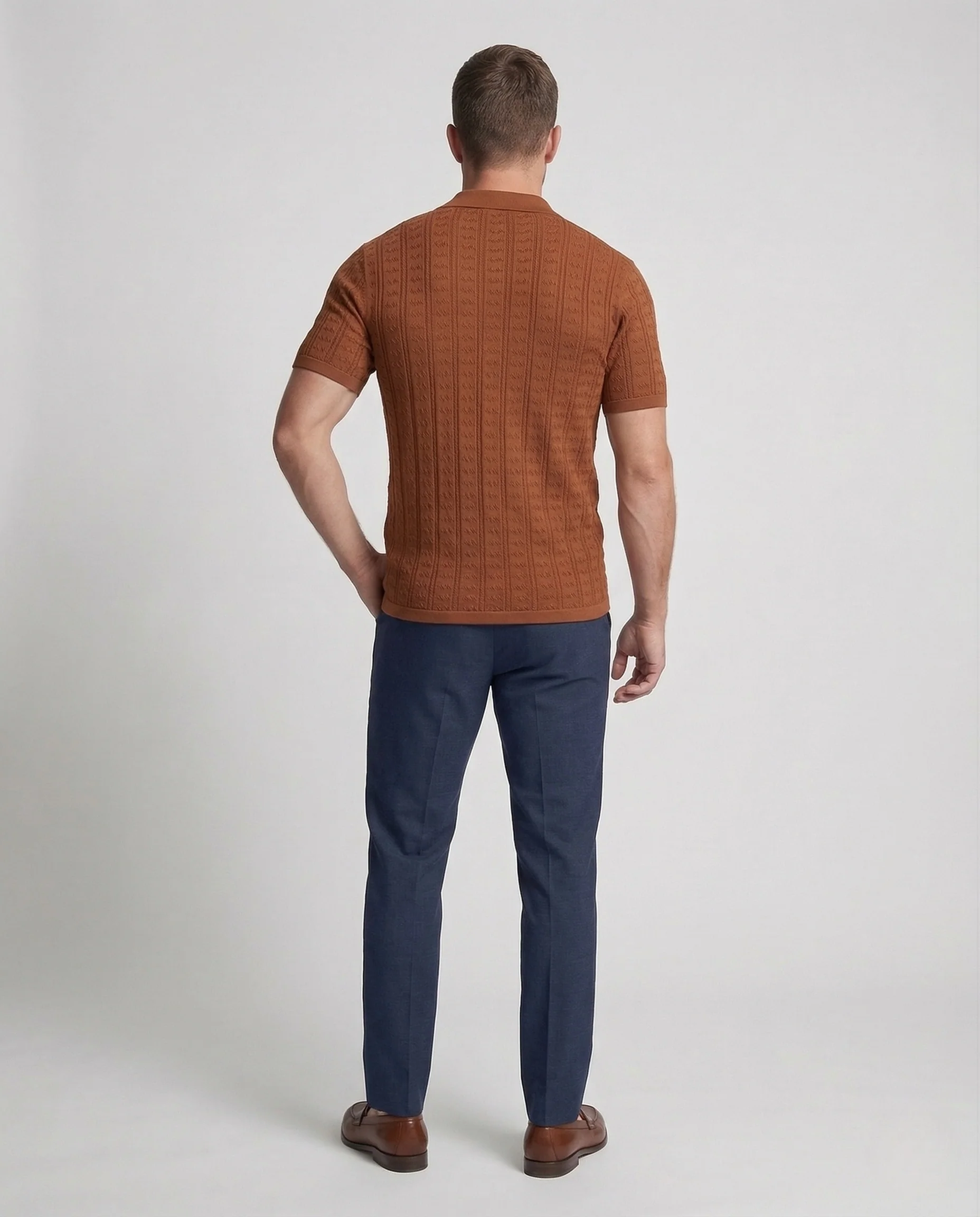 Herren Kurzarm Strickhemd mit Reverskragen - Image 4