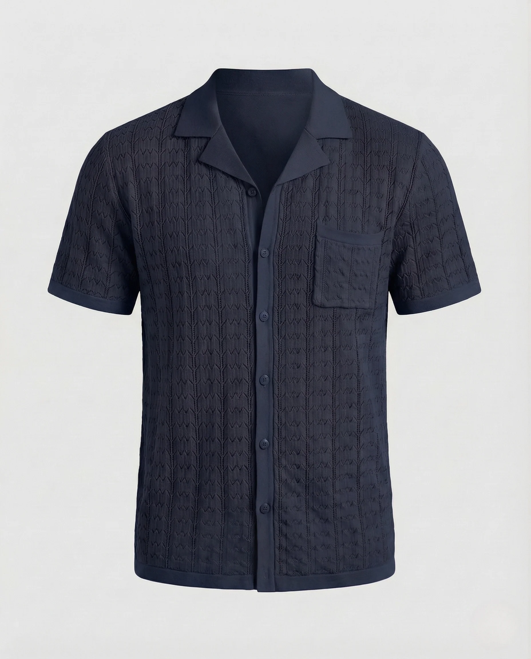 Herren Kurzarm Strickhemd mit Reverskragen - Image 6