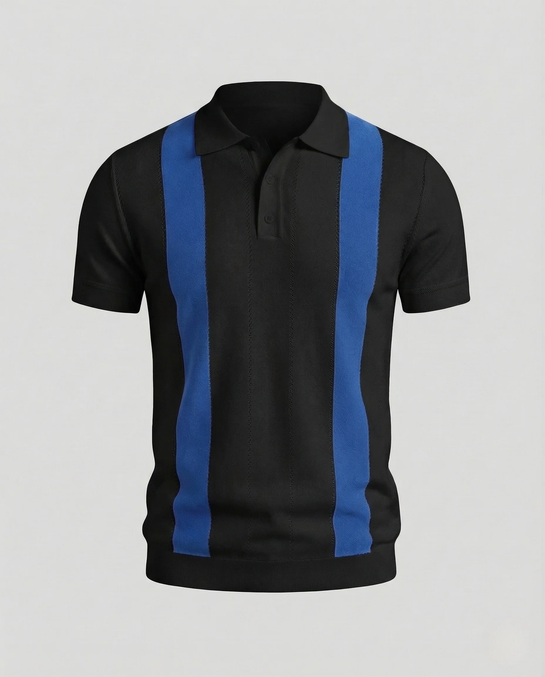 Herren Strick Poloshirt kurzarm mit Kontraststreifen - Image 6