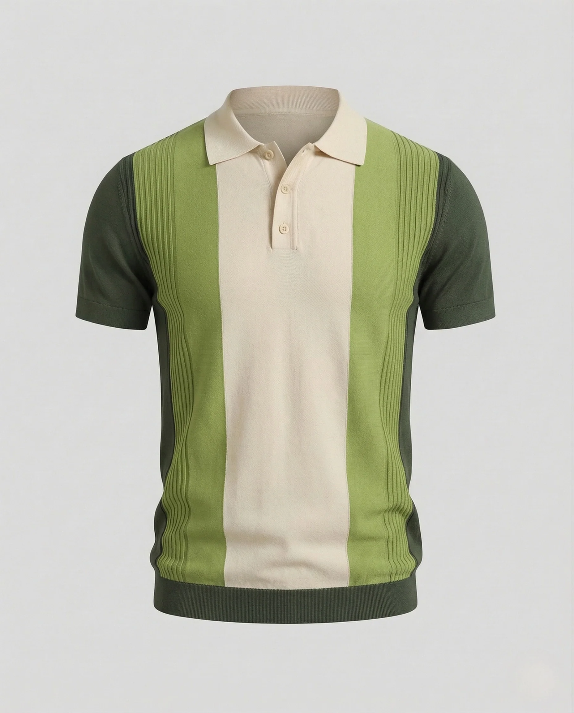 Herren Strick Poloshirt kurzarm mit Kontraststreifen - Image 7