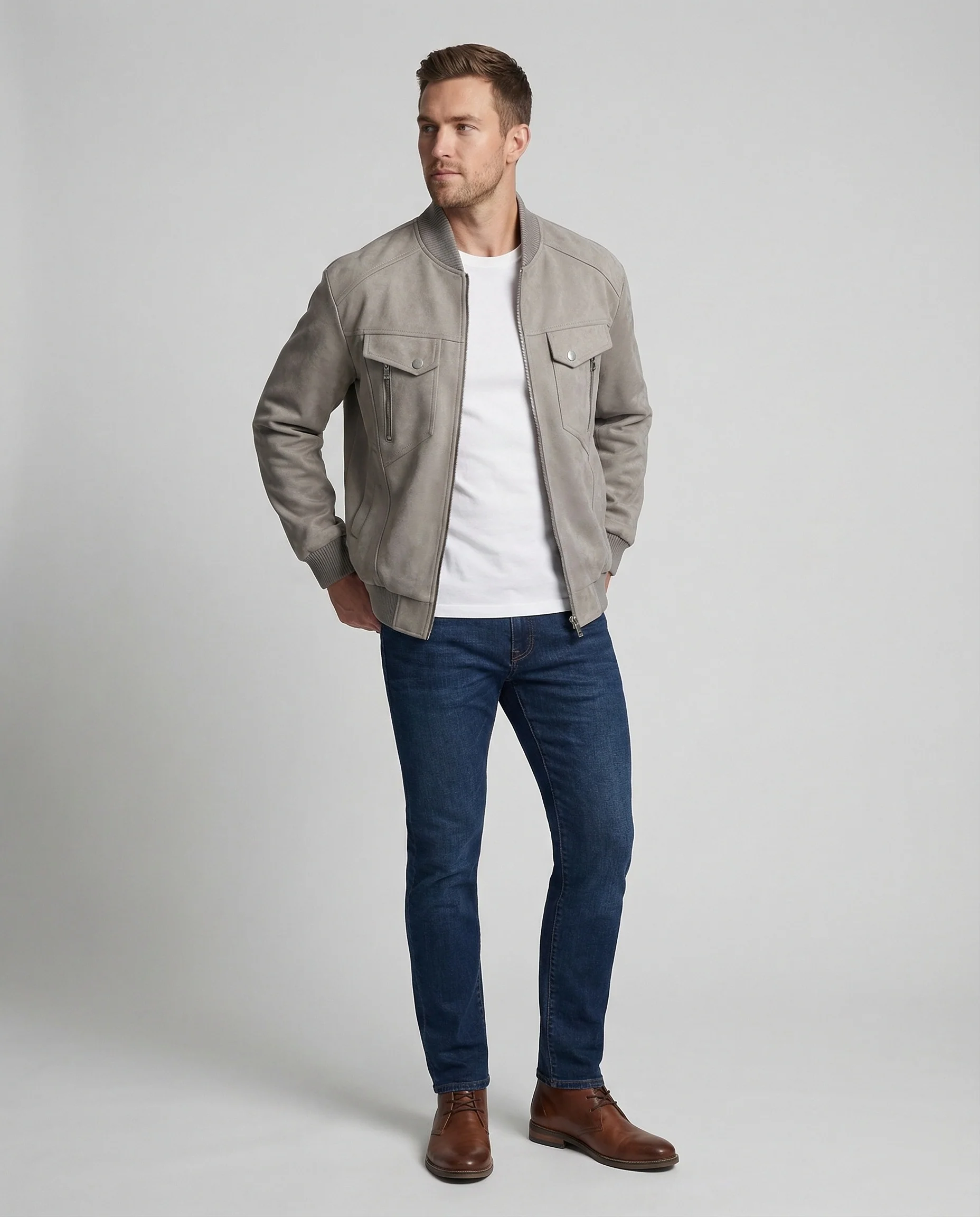 Herren Velours Bomberjacke Locker - Image 6