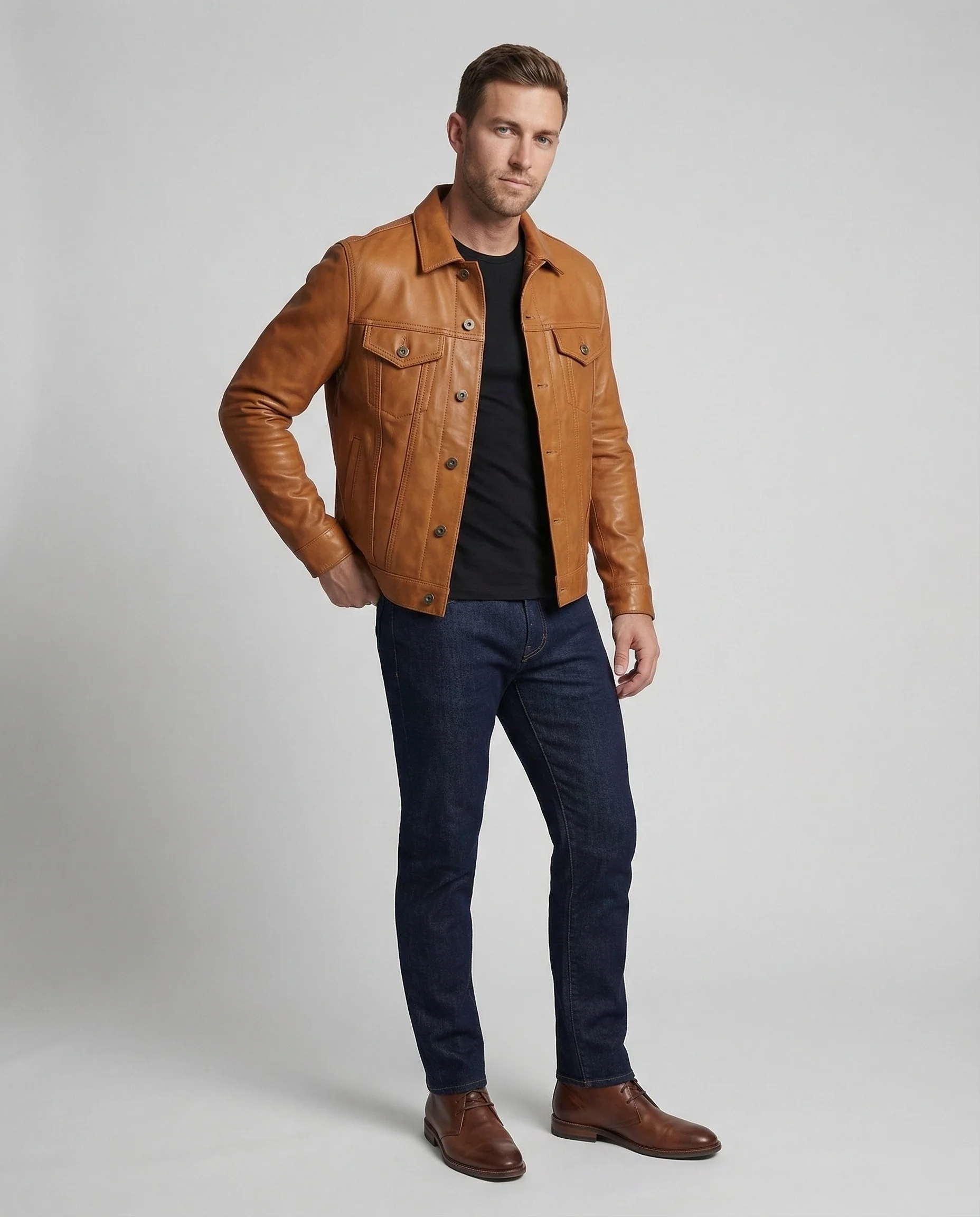 Herren Kunstleder Thermojacke - Image 5