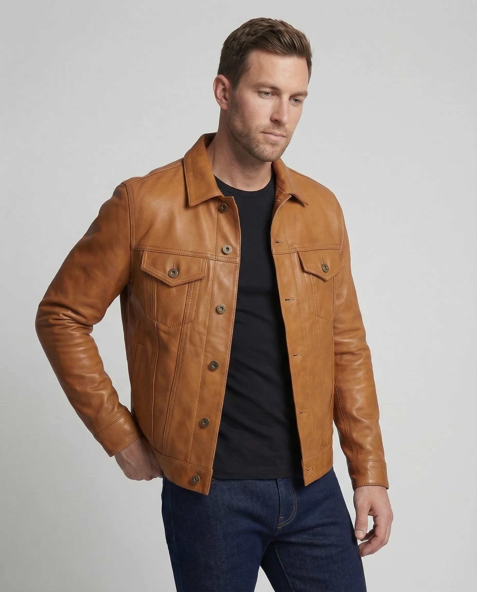 Herren Kunstleder Thermojacke - Image 6