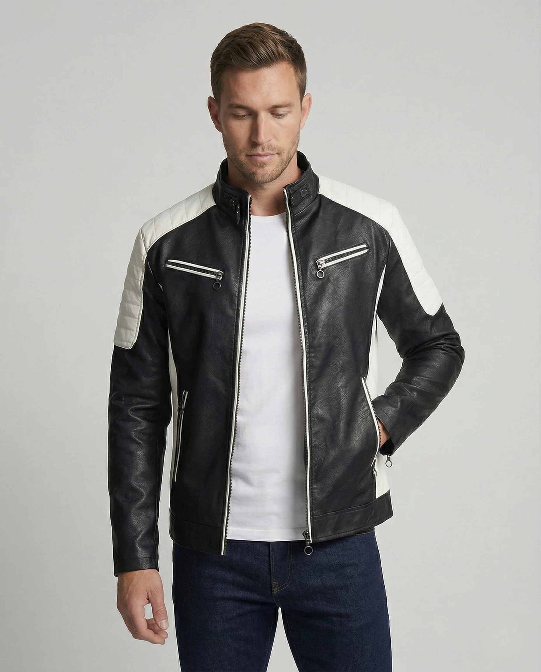 Freizeitkleidung Herren Lederjacke Modern - Image 2