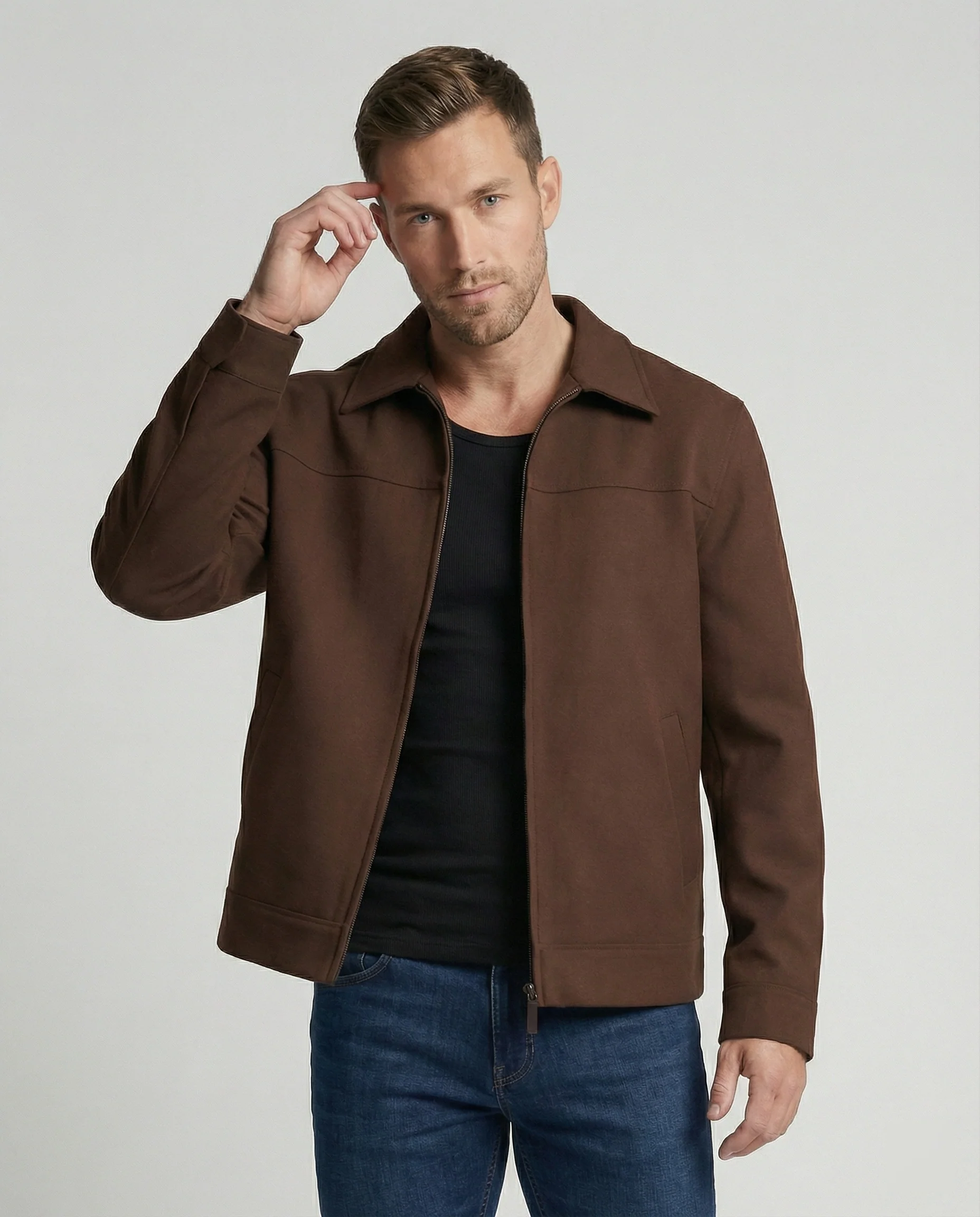 Moderner Minimalblouson mit Hemdkragen und verdeckter Front Heidi-Mode - Image 2