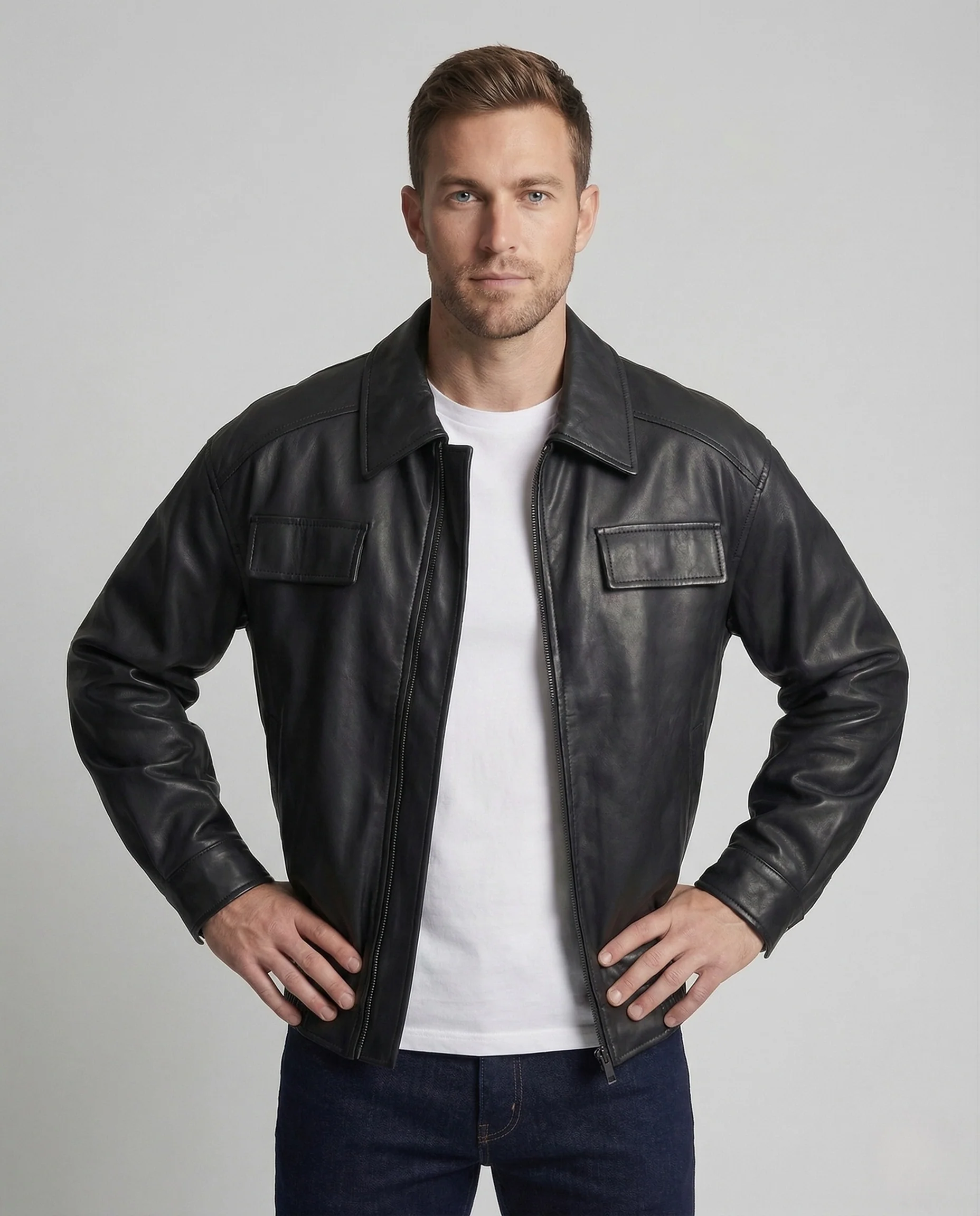 Herren Kunstleder Blouson Oversize - Image 2