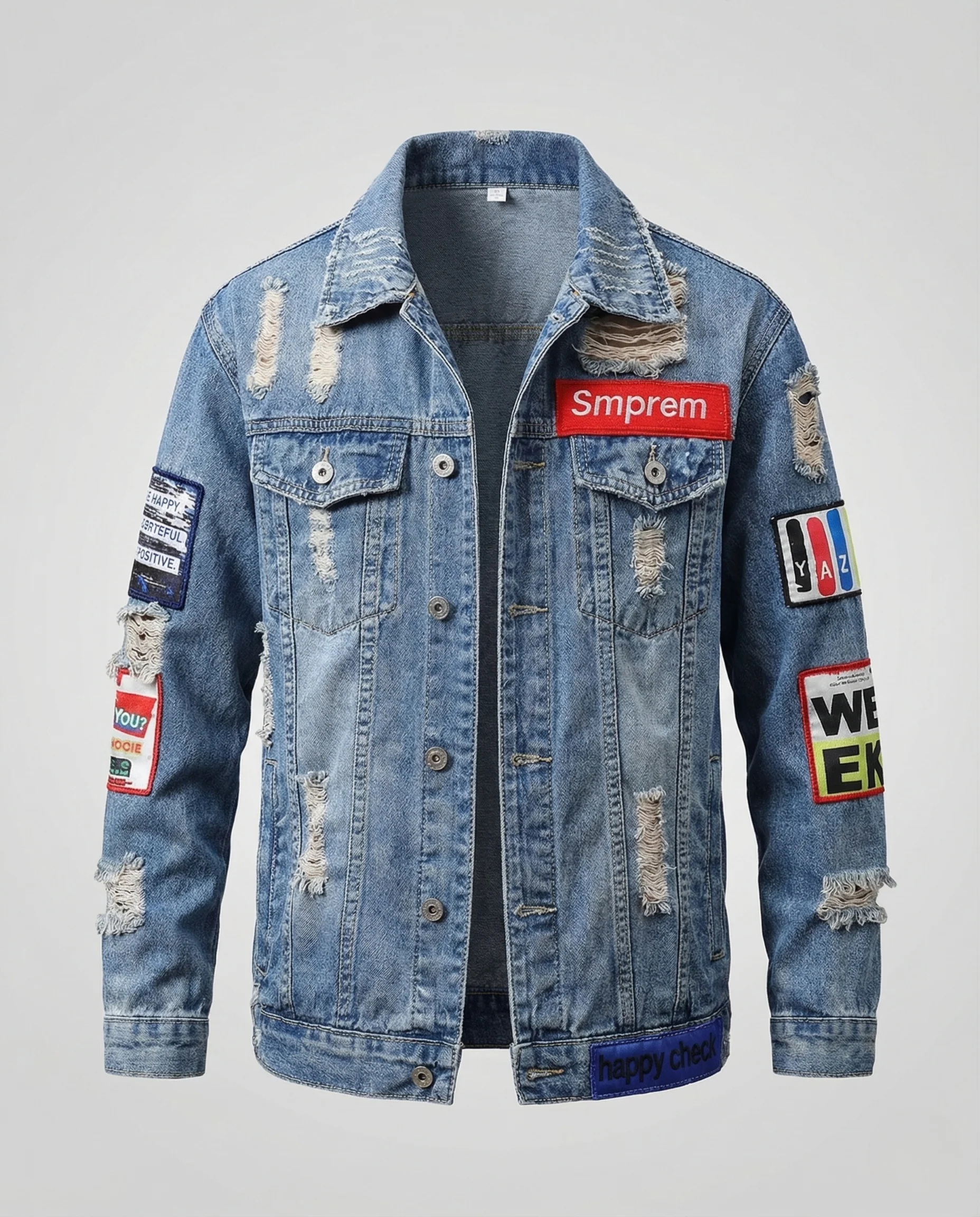 Herren College Jeansjacke Patches - Image 5