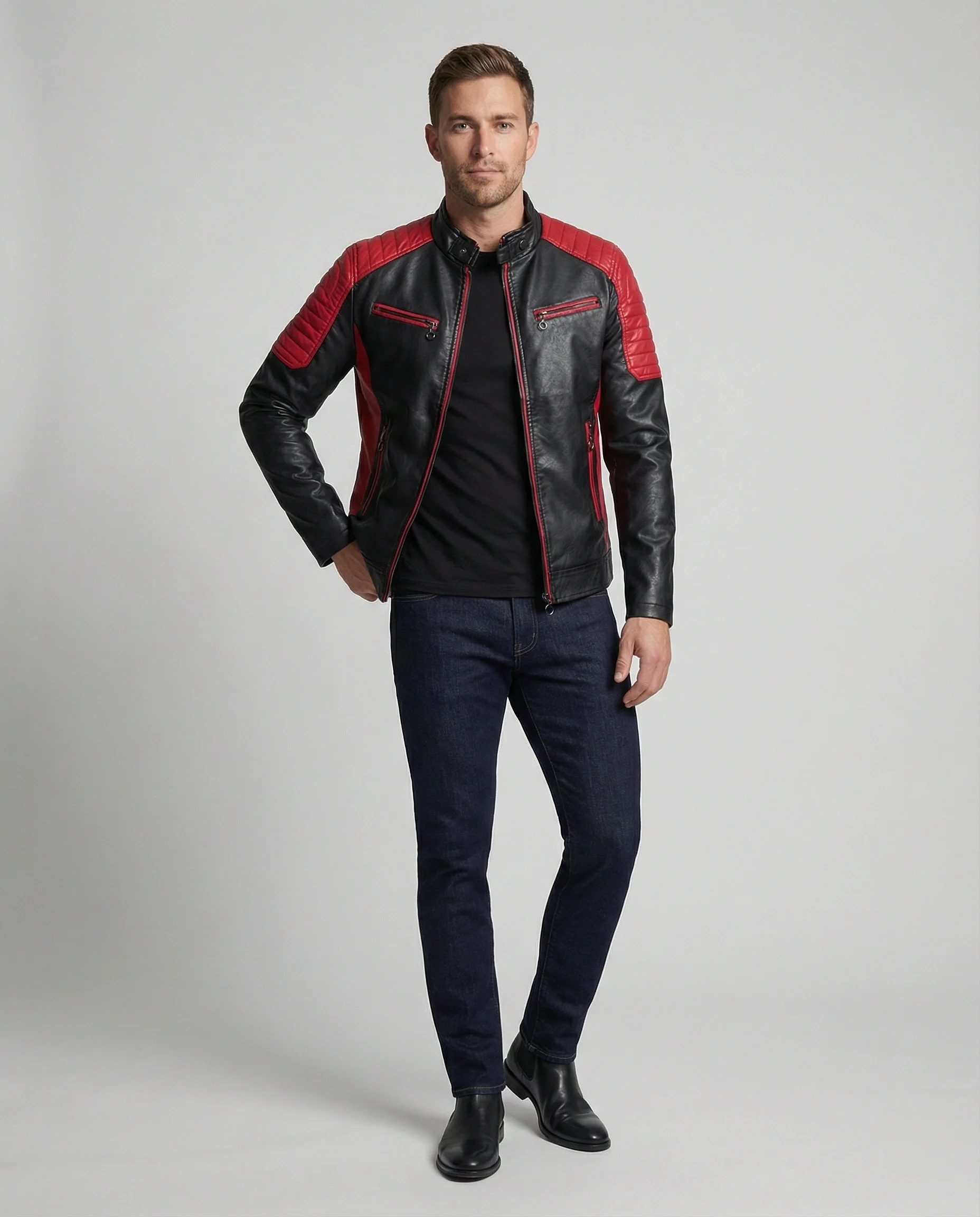 Herren Bikerjacke Motorsport Stil - Image 5
