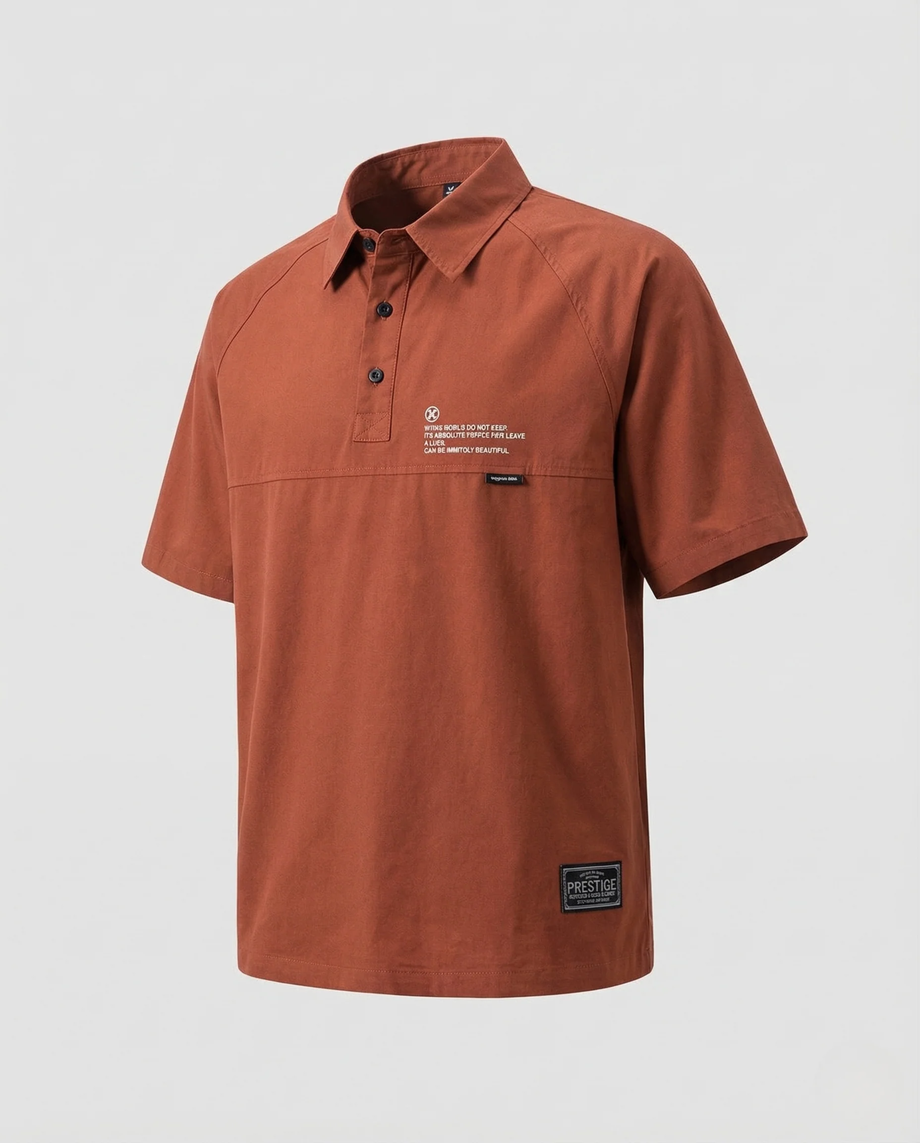 Herren Oversize Kurzarm Poloshirt mit Raglanärmeln und Logo Patch - Image 5