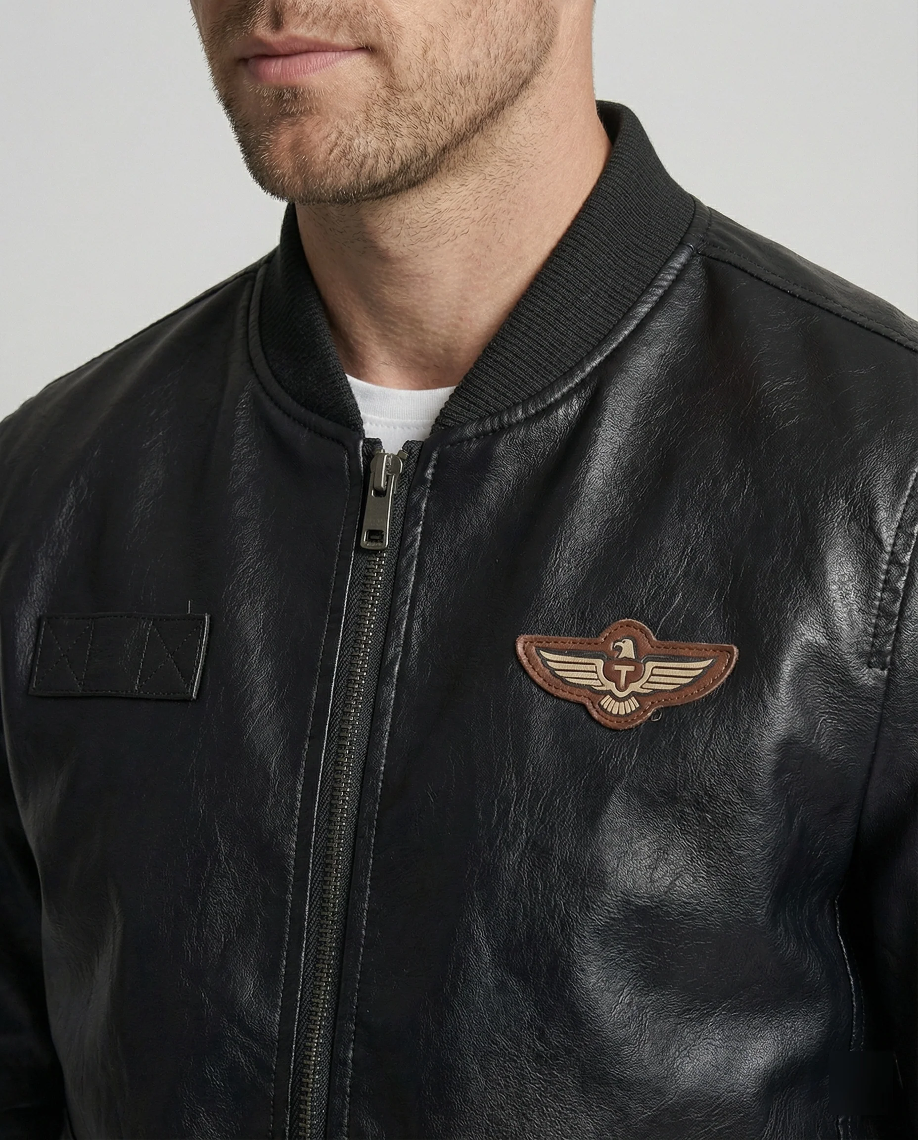 Herren Bomberjacke Kunstleder Pilotenstil - Image 3