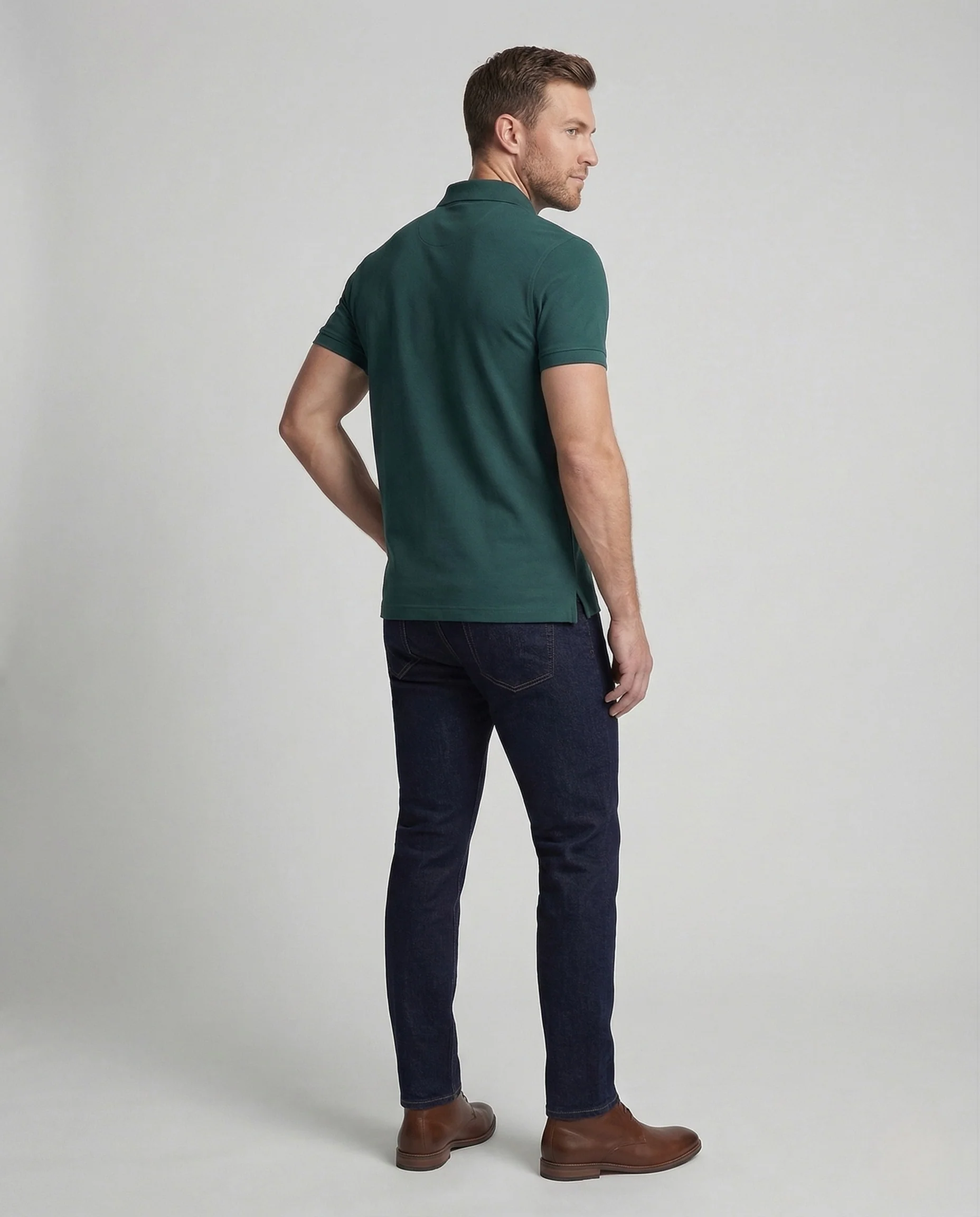 Herren Baumwoll Poloshirt mit Nackenpaspel - Image 4