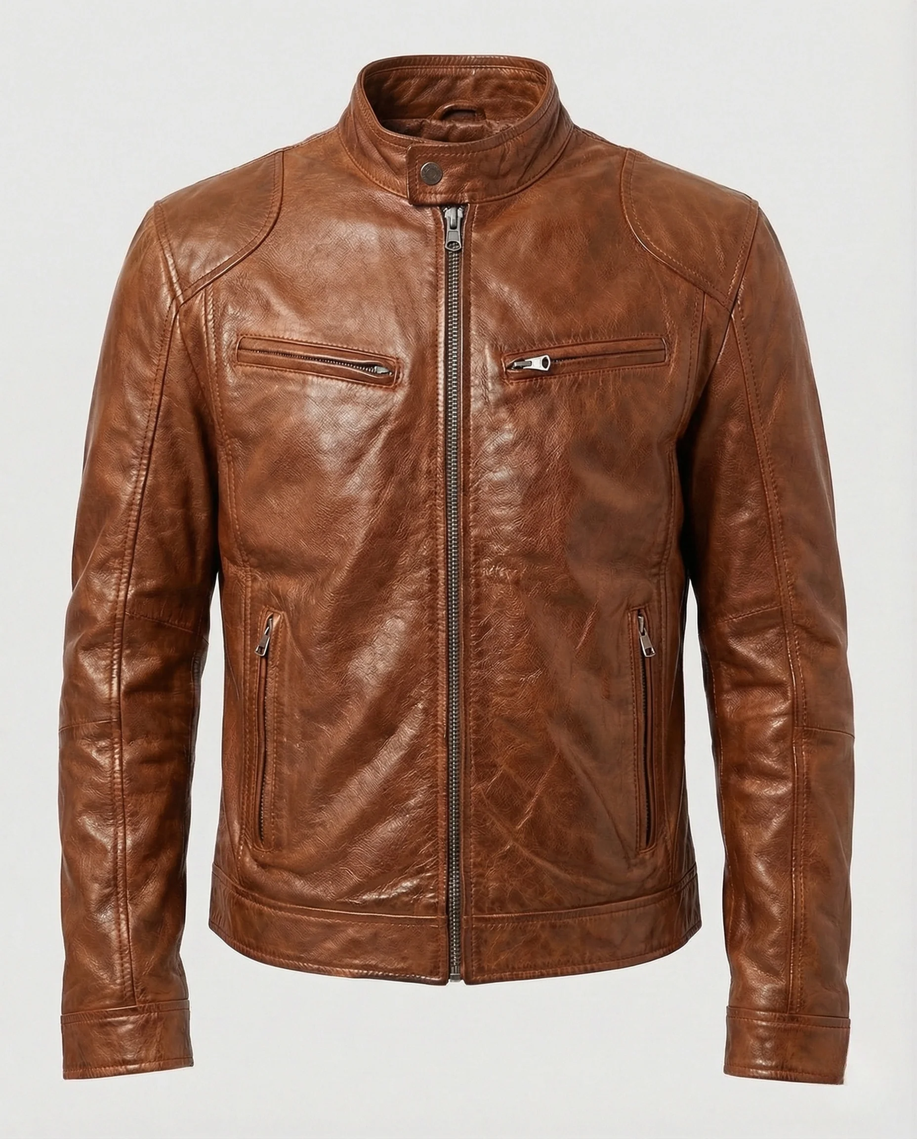 Herren Racer Lederjacke - Image 11