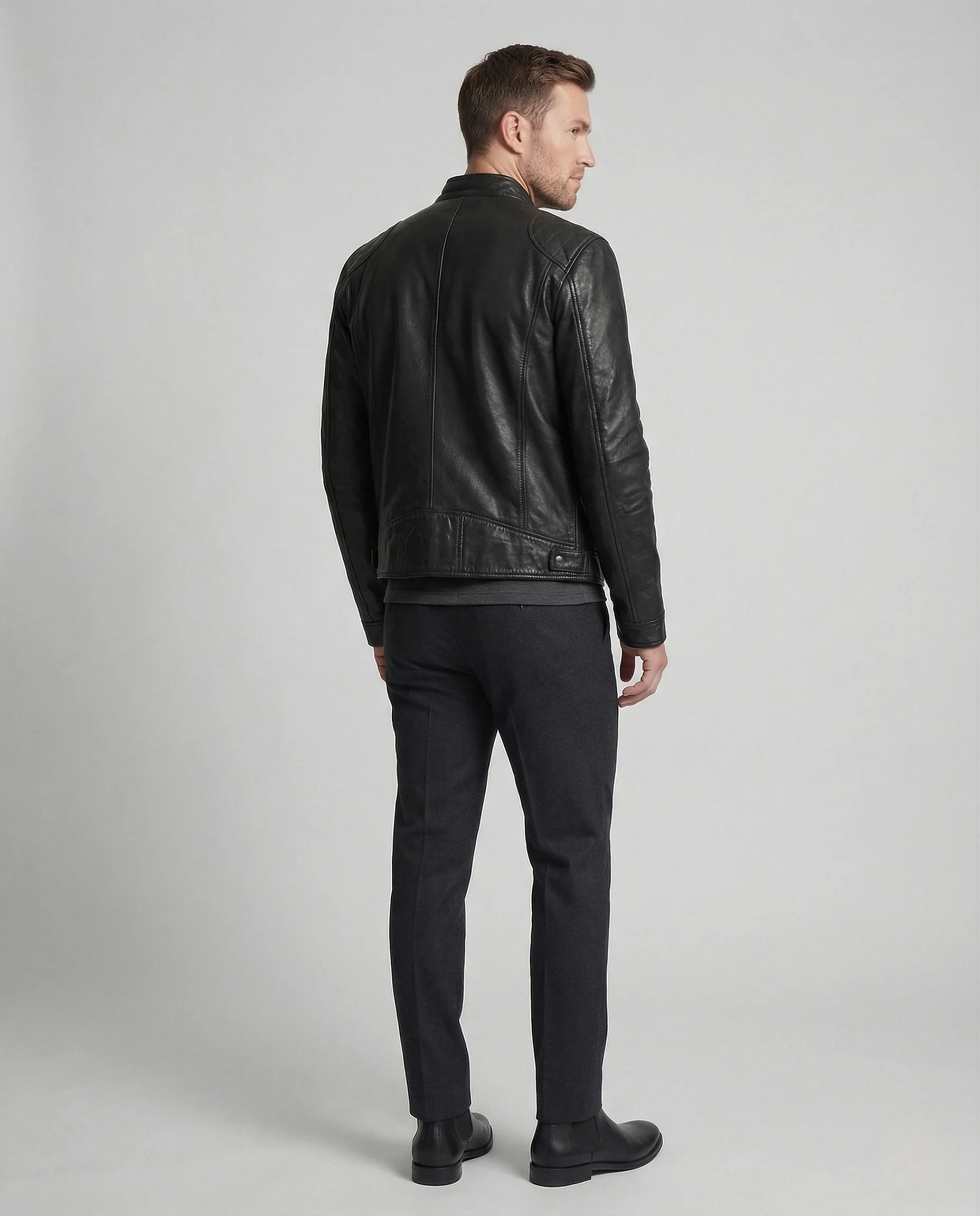 Herren Racer Lederjacke - Image 3