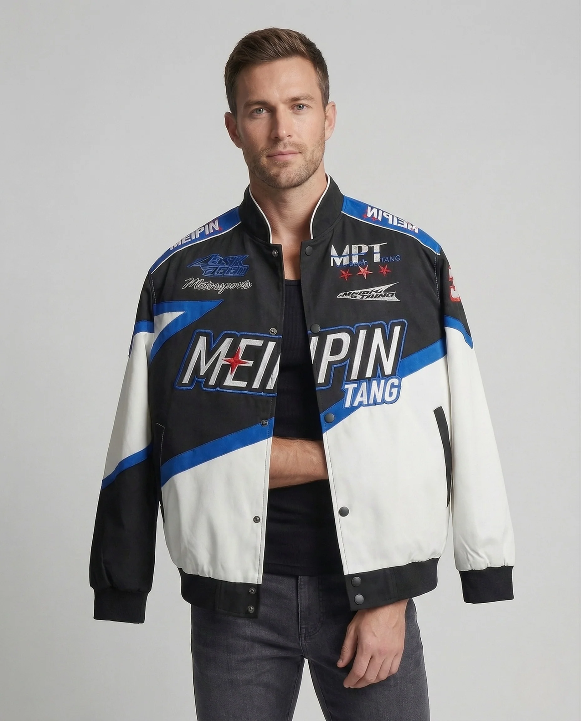 Herren Collegejacke Racing Retro Logoprint - Image 2