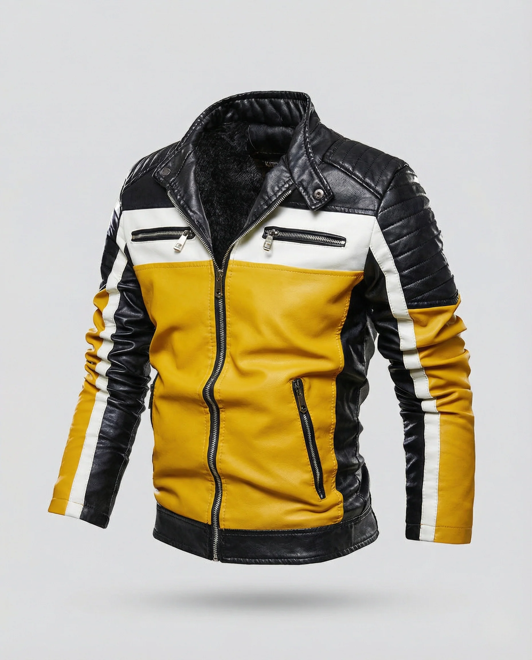 Herren Bikerjacke Kunstleder wattiert - Image 4