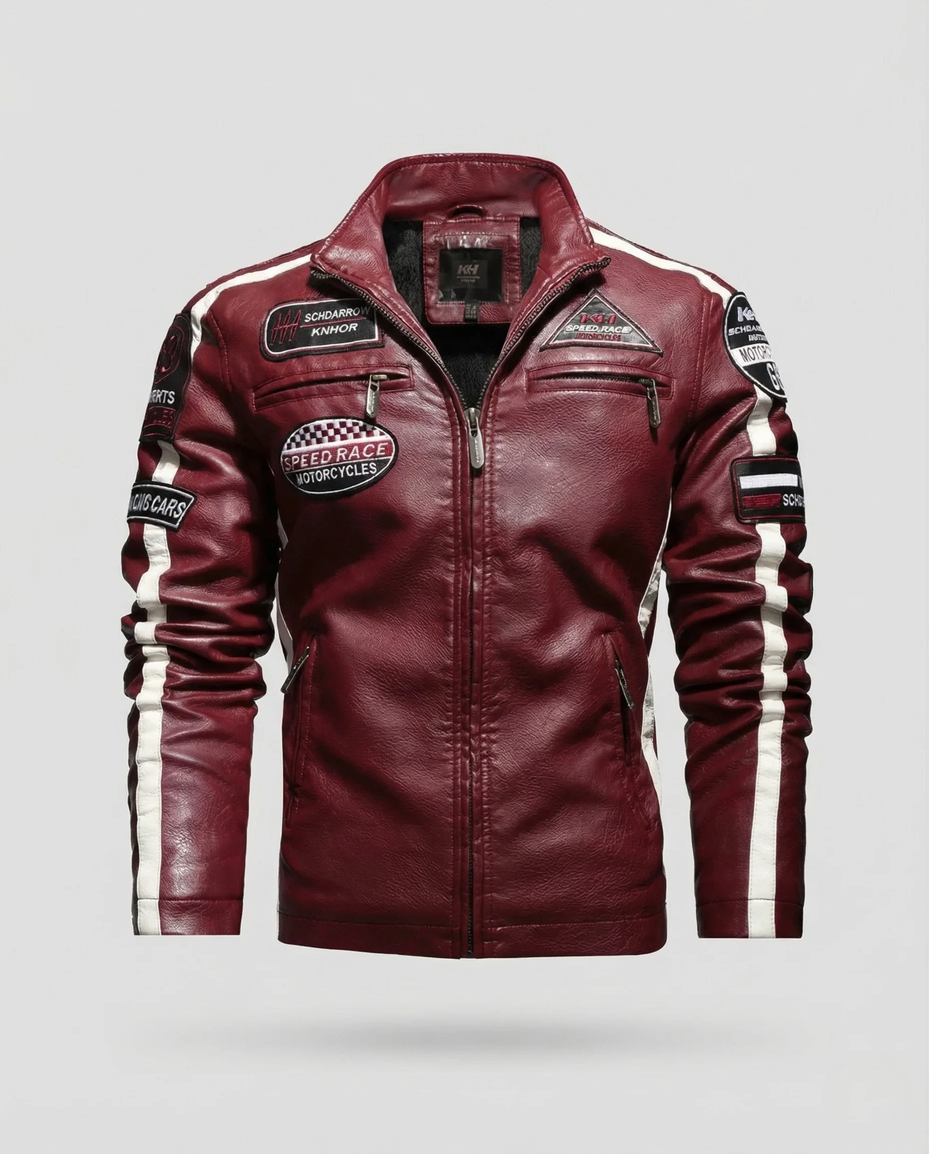 Herren Racing Motorradblouson mit Logo Patches - Image 5