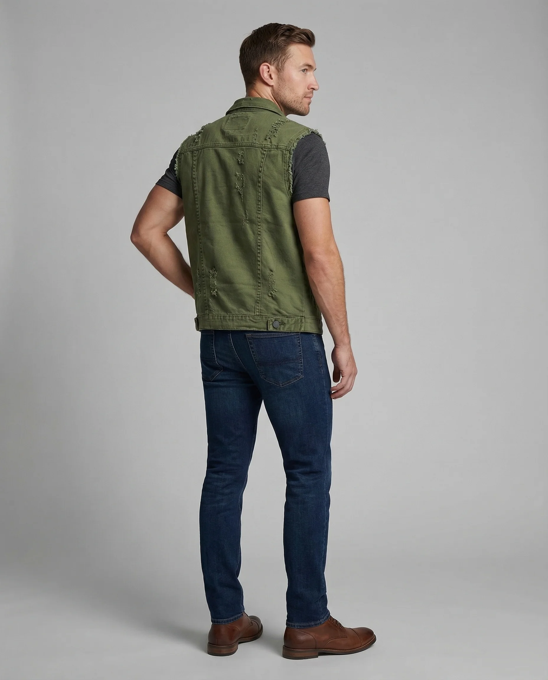 Herren Jeansweste Used Look mit Klappentaschen - Image 3