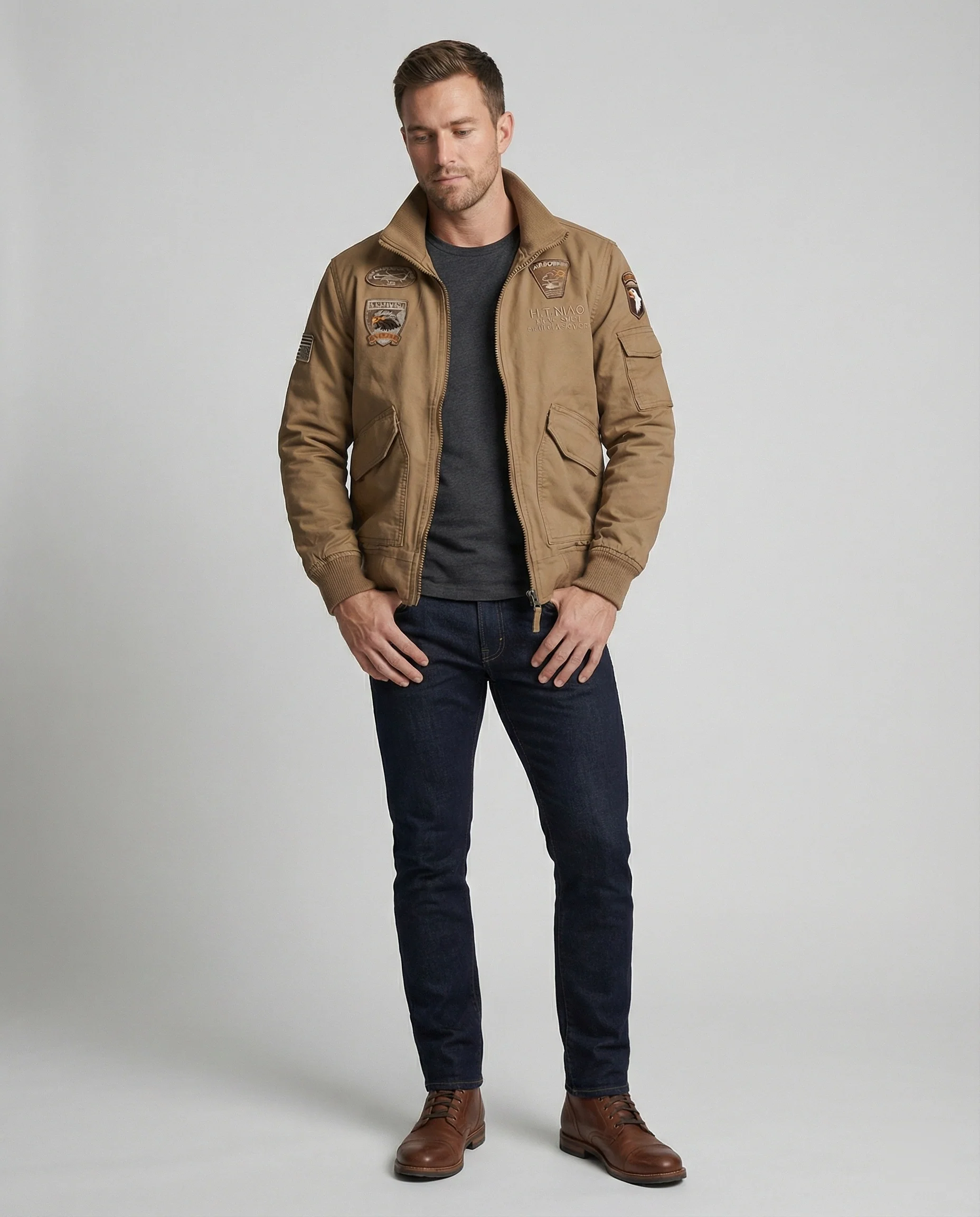 Herren Bomberjacke Militär Stil - Image 5