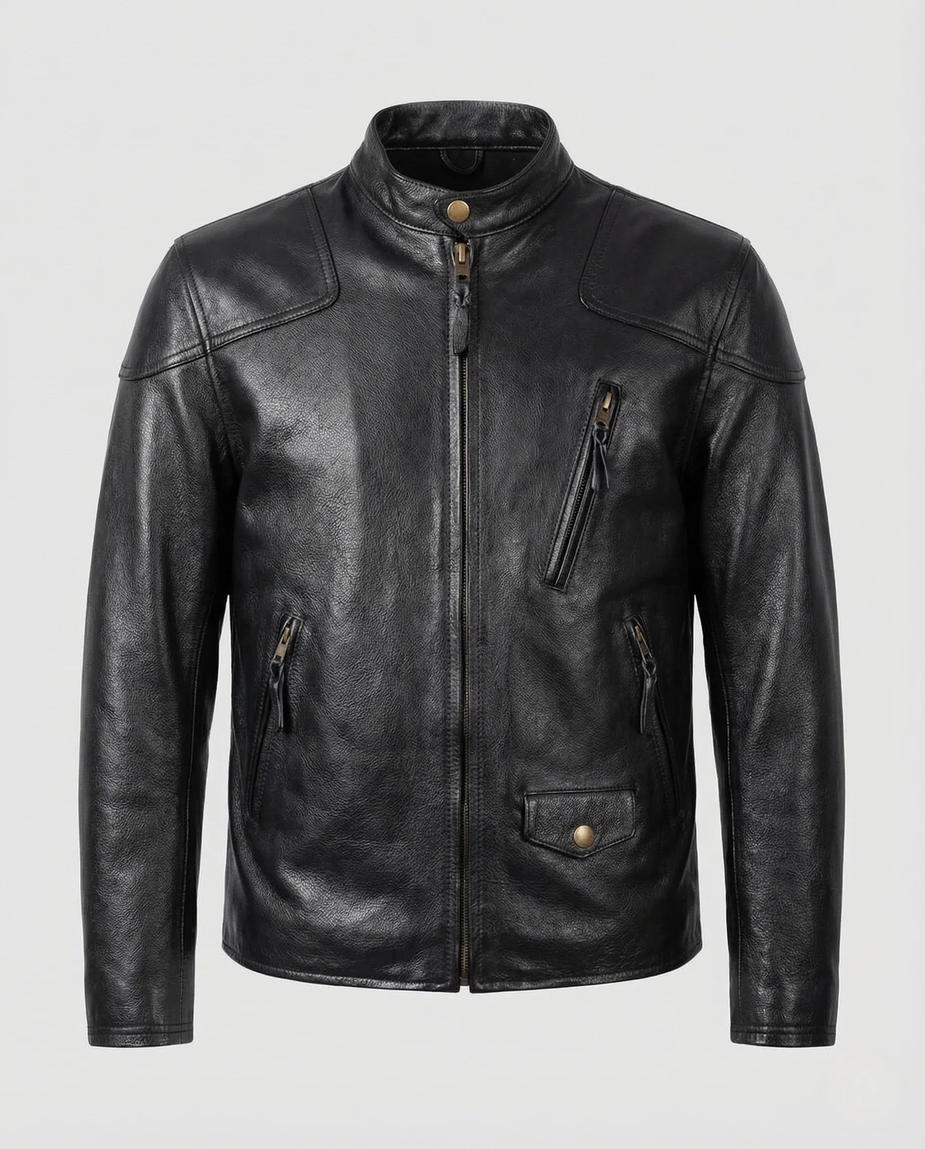 Herren Leder Bikerjacke Westernpasse - Image 5