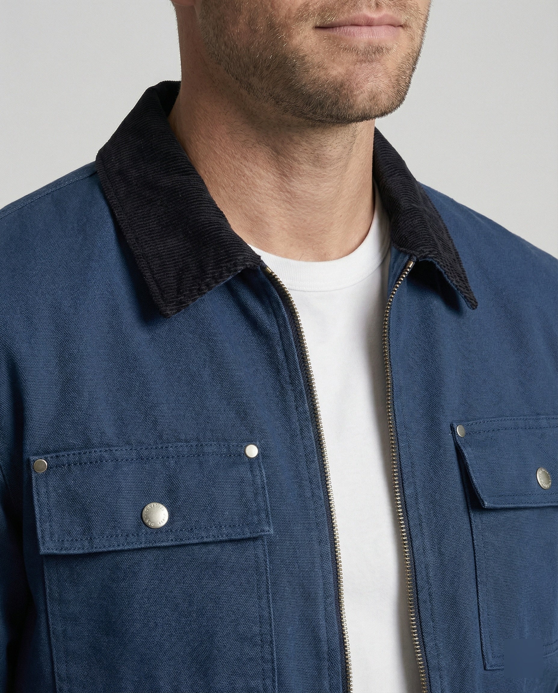 Herren robuste Worker-Jacke im Chore-Stil mit Cordkragen und aufgesetzten Pattentaschen Heidi-Mode - Image 3