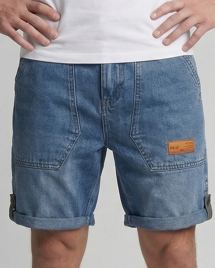 Herren Workwear Denim Shorts mit Cargotaschen und Umschlagsaum - Image 4