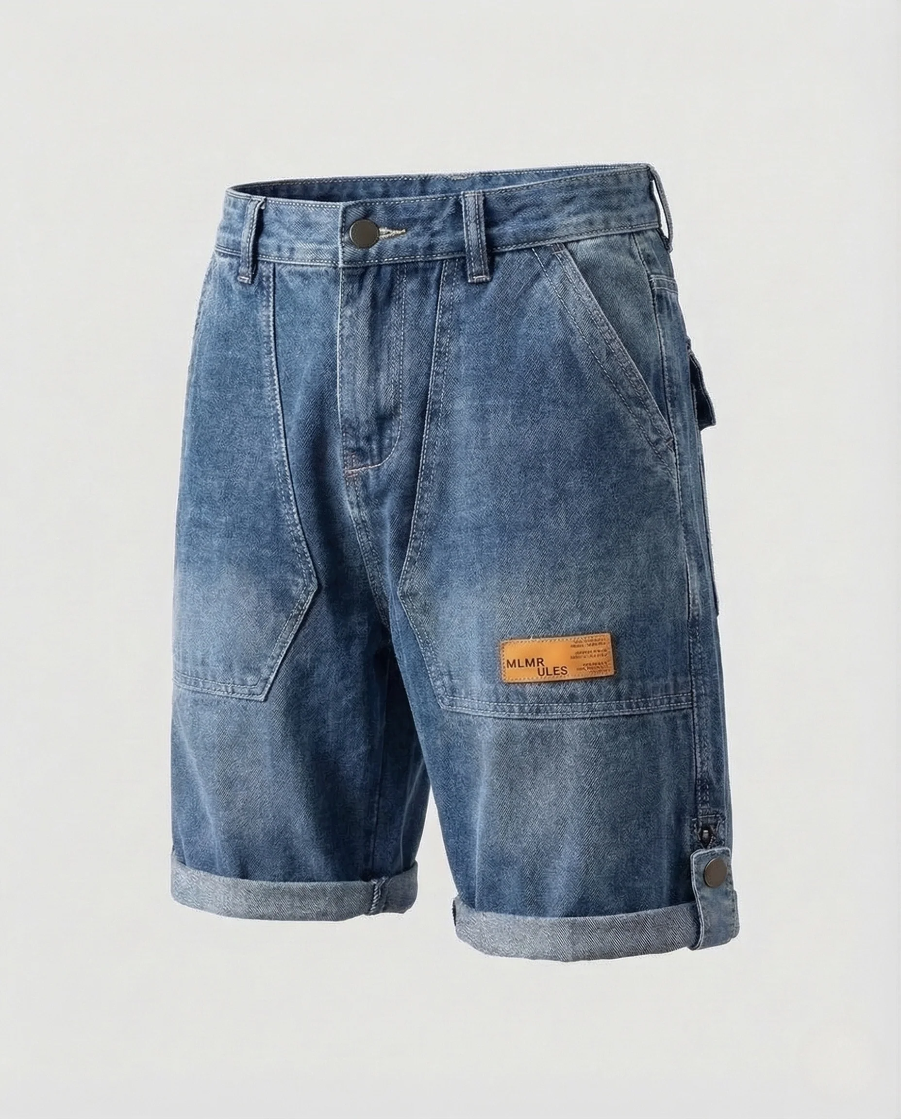 Herren Workwear Denim Shorts mit Cargotaschen und Umschlagsaum - Image 5
