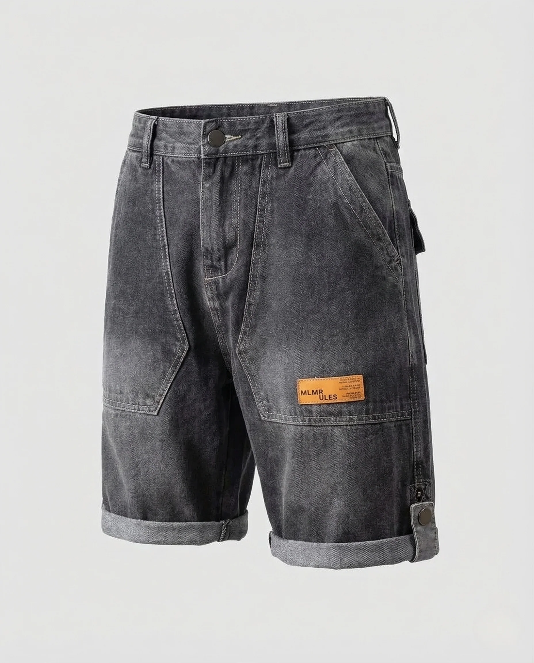 Herren Workwear Denim Shorts mit Cargotaschen und Umschlagsaum - Image 6