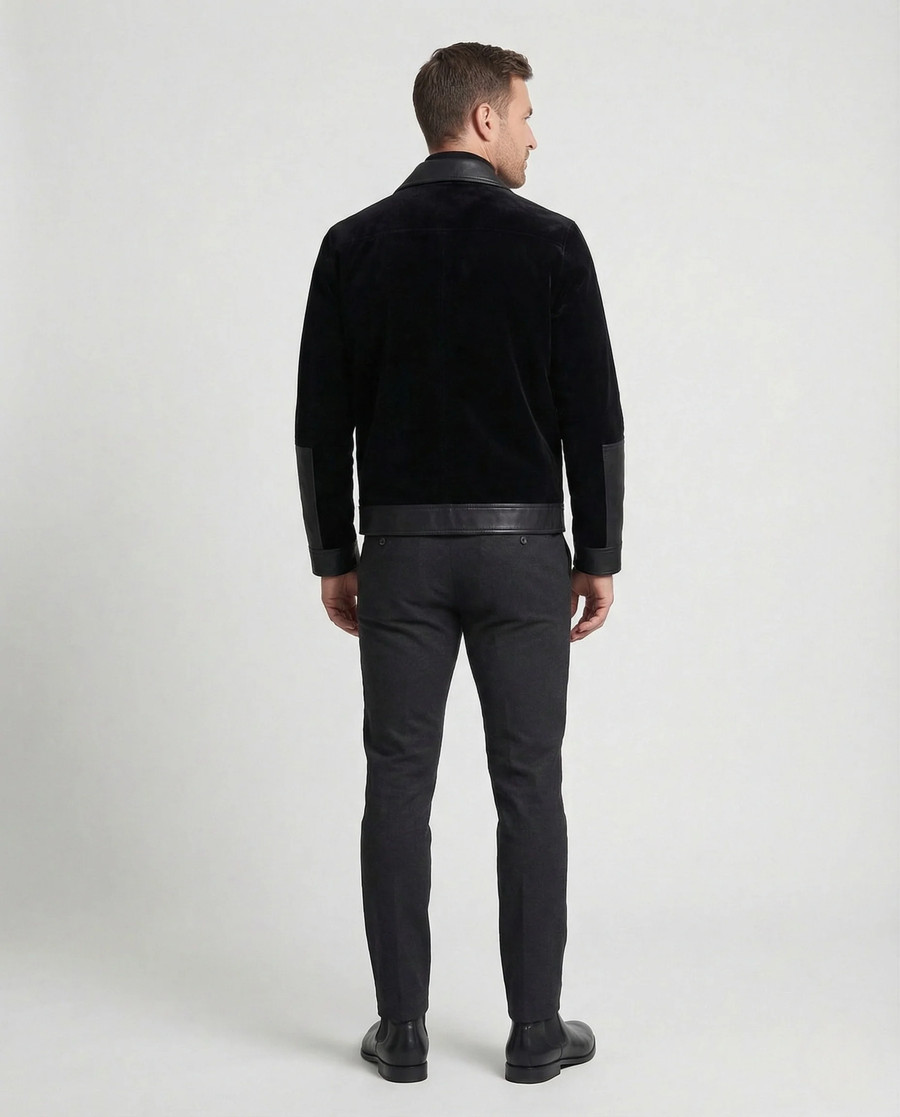Herren Samt Blouson mit Lederbesatz - Image 4