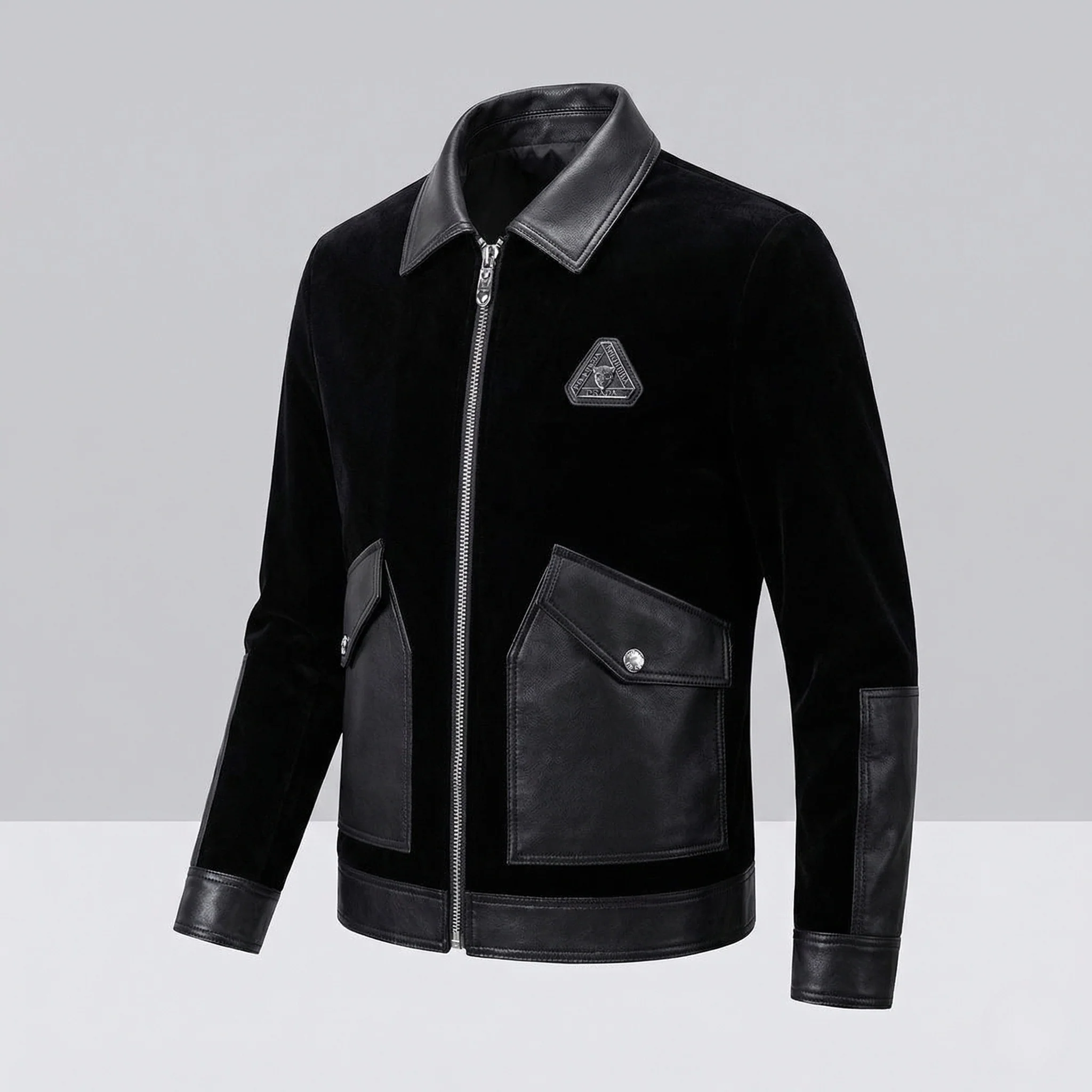 Herren Samt Blouson mit Lederbesatz - Image 5