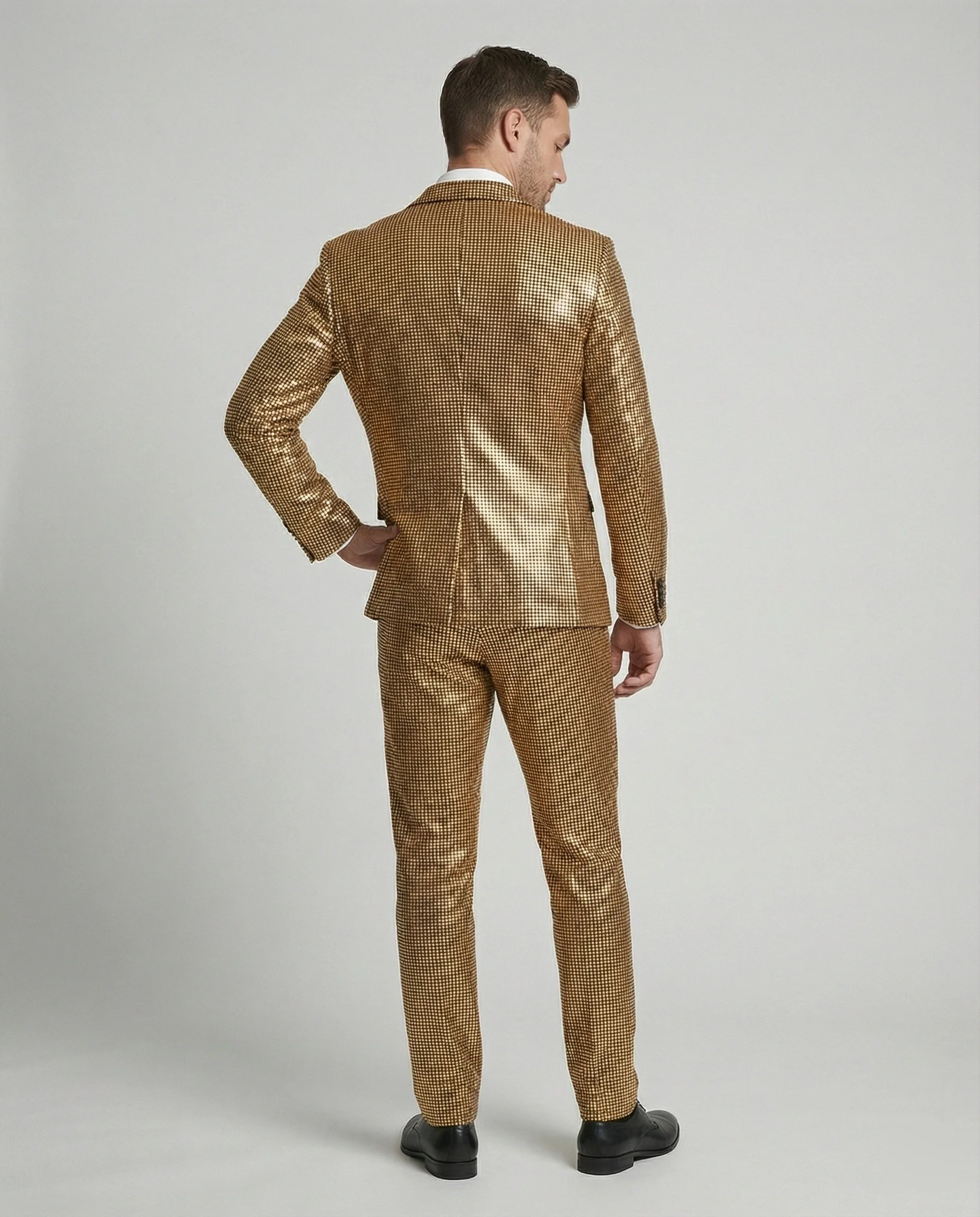 Herren Abendanzug mit Glanzmuster Slim Fit - Image 5