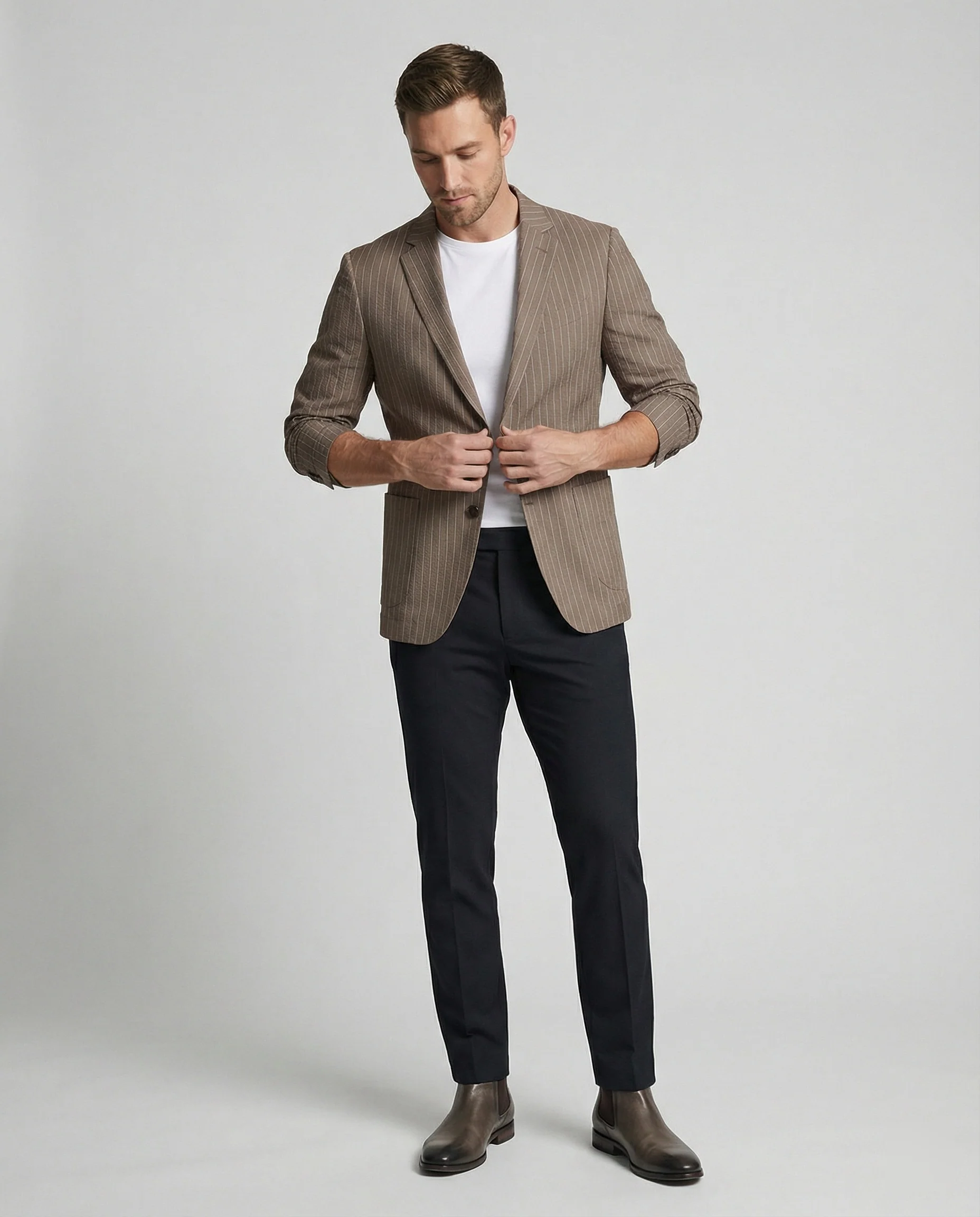 Herren Nadelstreifen Sakko Slim Fit Sommer - Image 6