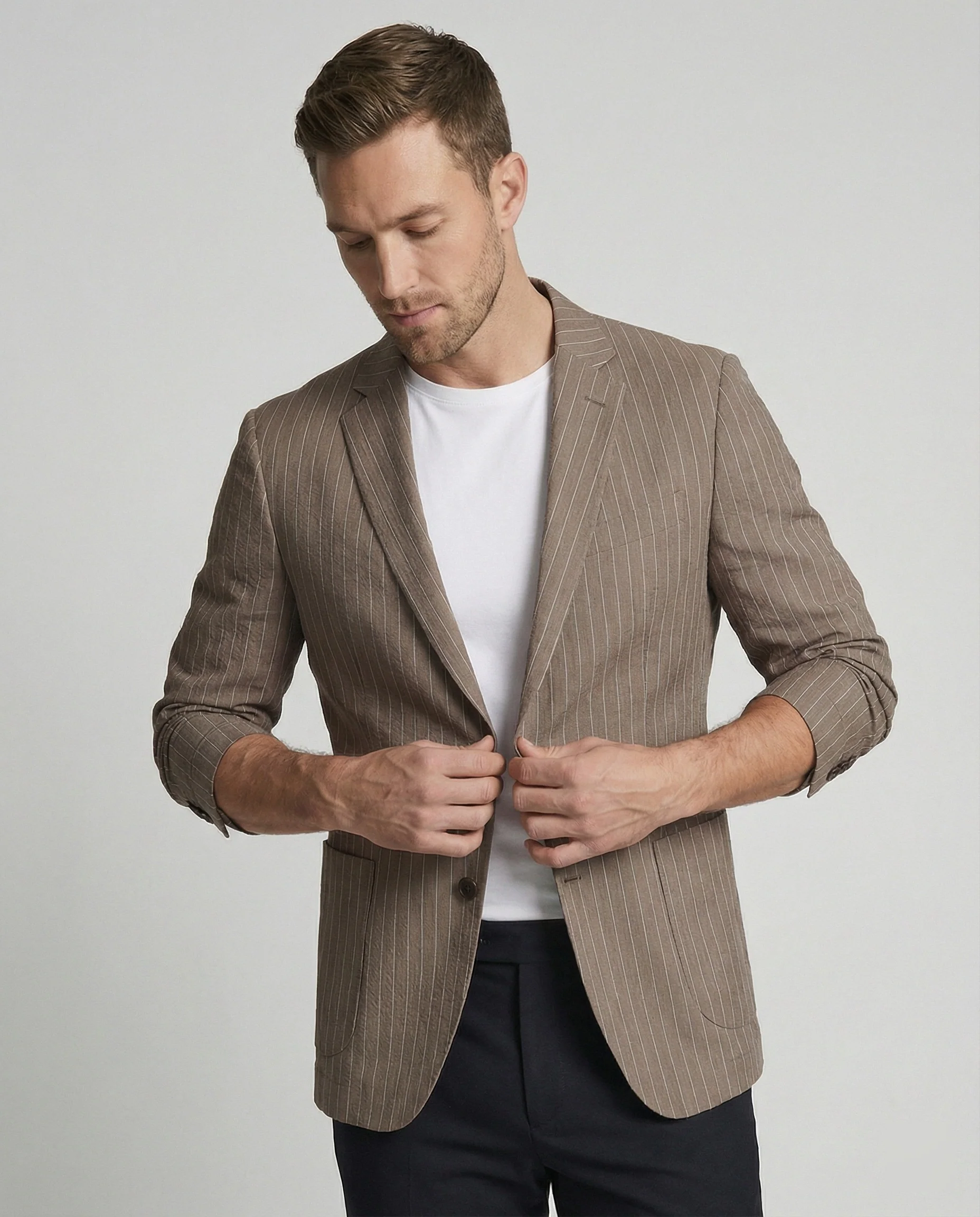 Herren Nadelstreifen Sakko Slim Fit Sommer - Image 7