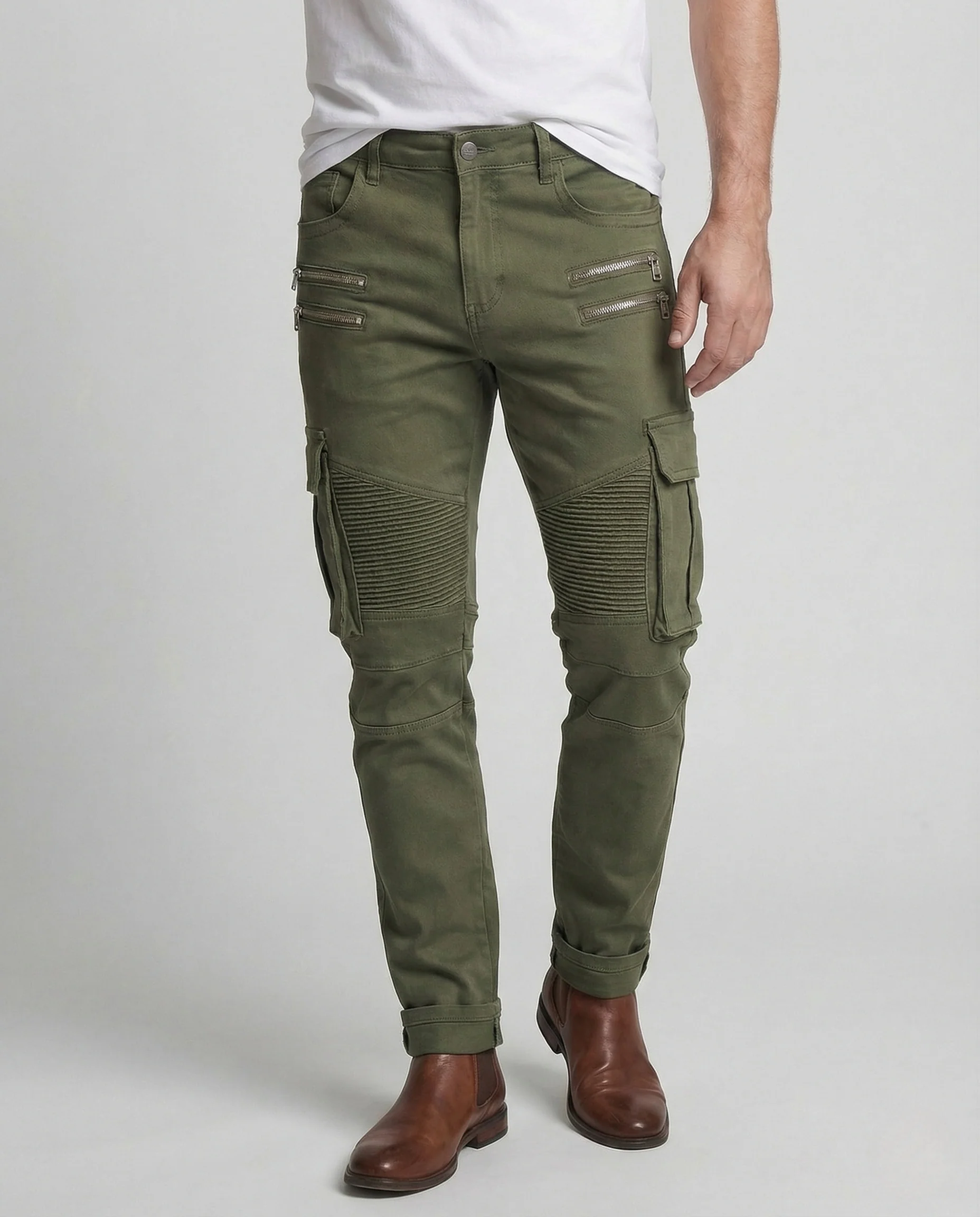 Herren Slim Cargohose mit Kniepaneelen & Zipper - Image 2