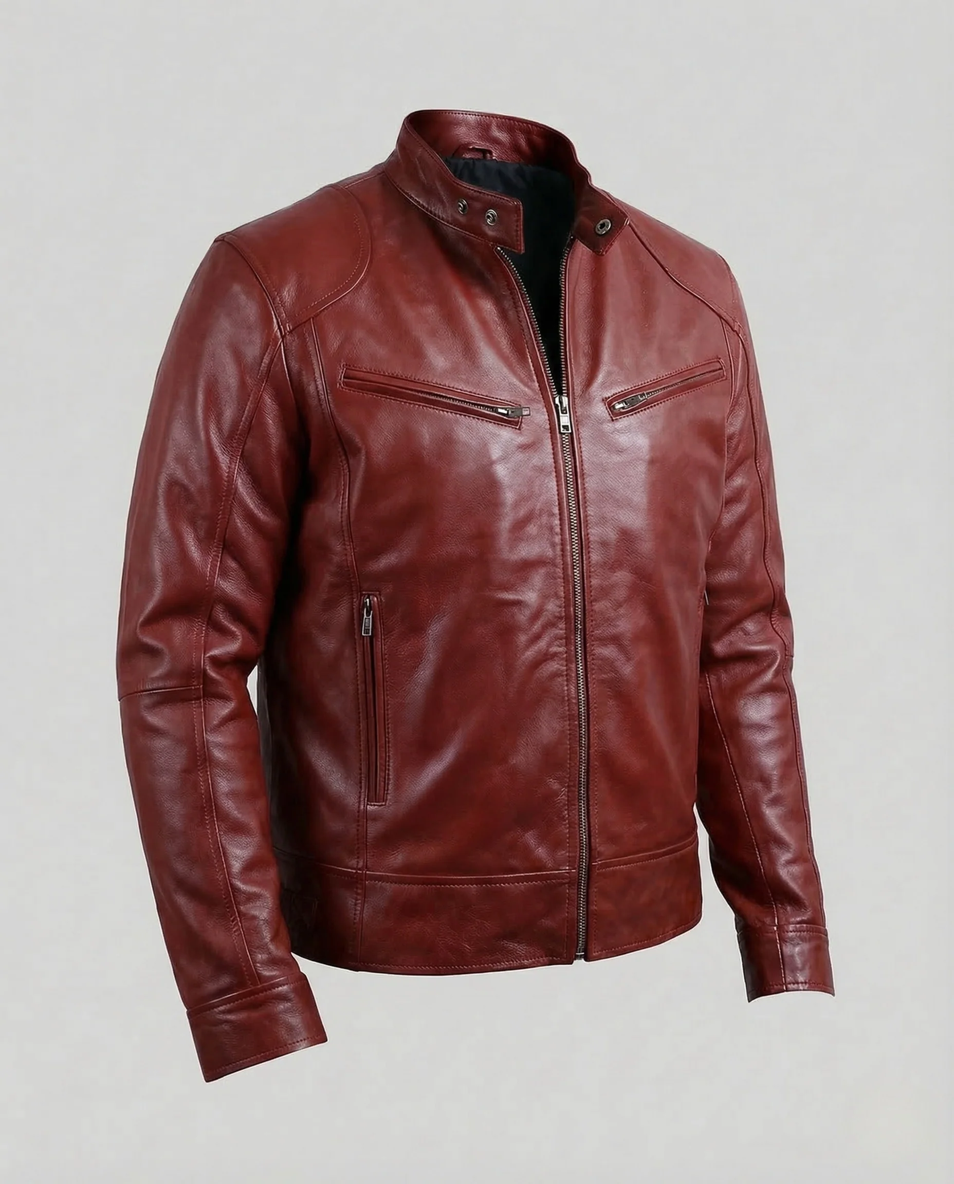 Herren Kunstleder Bikerjacke Slim - Image 10