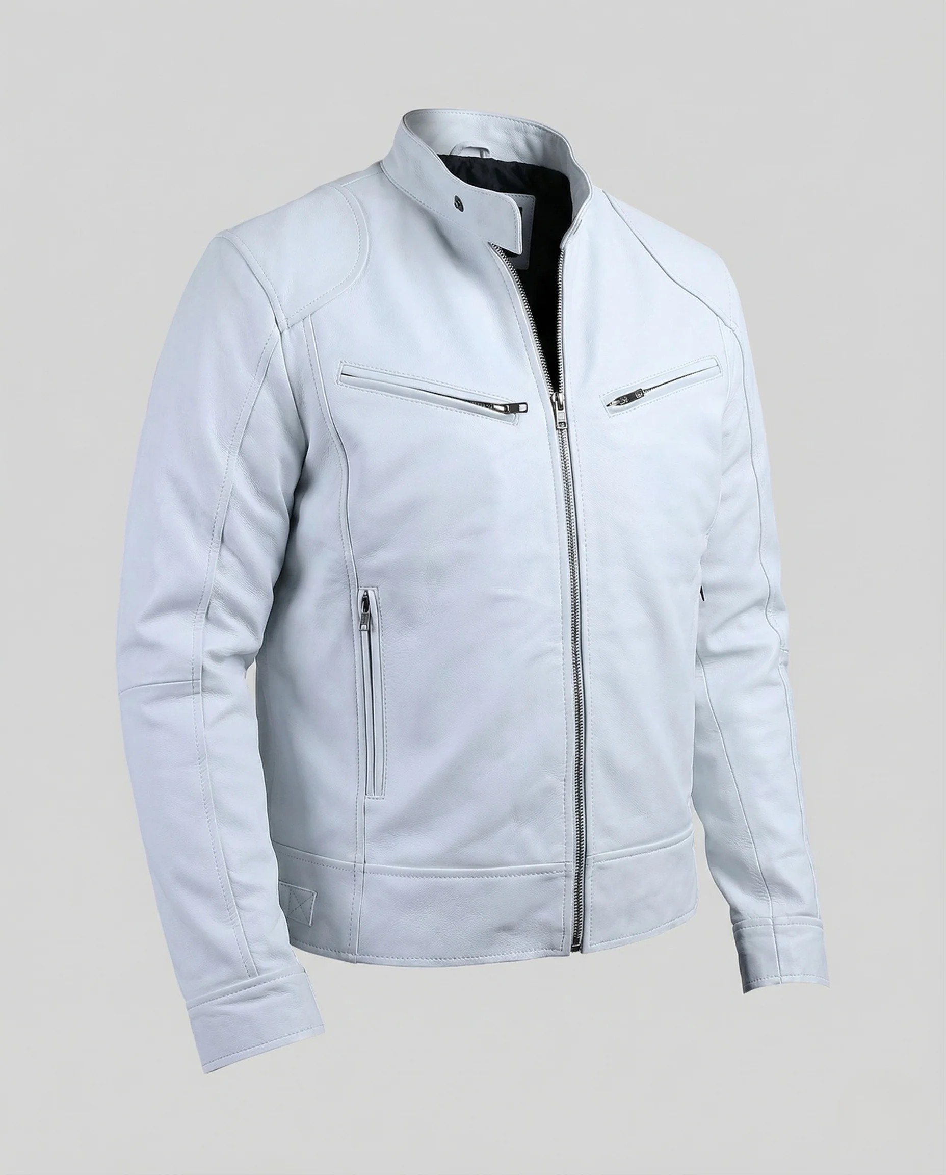 Herren Kunstleder Bikerjacke Slim - Image 5