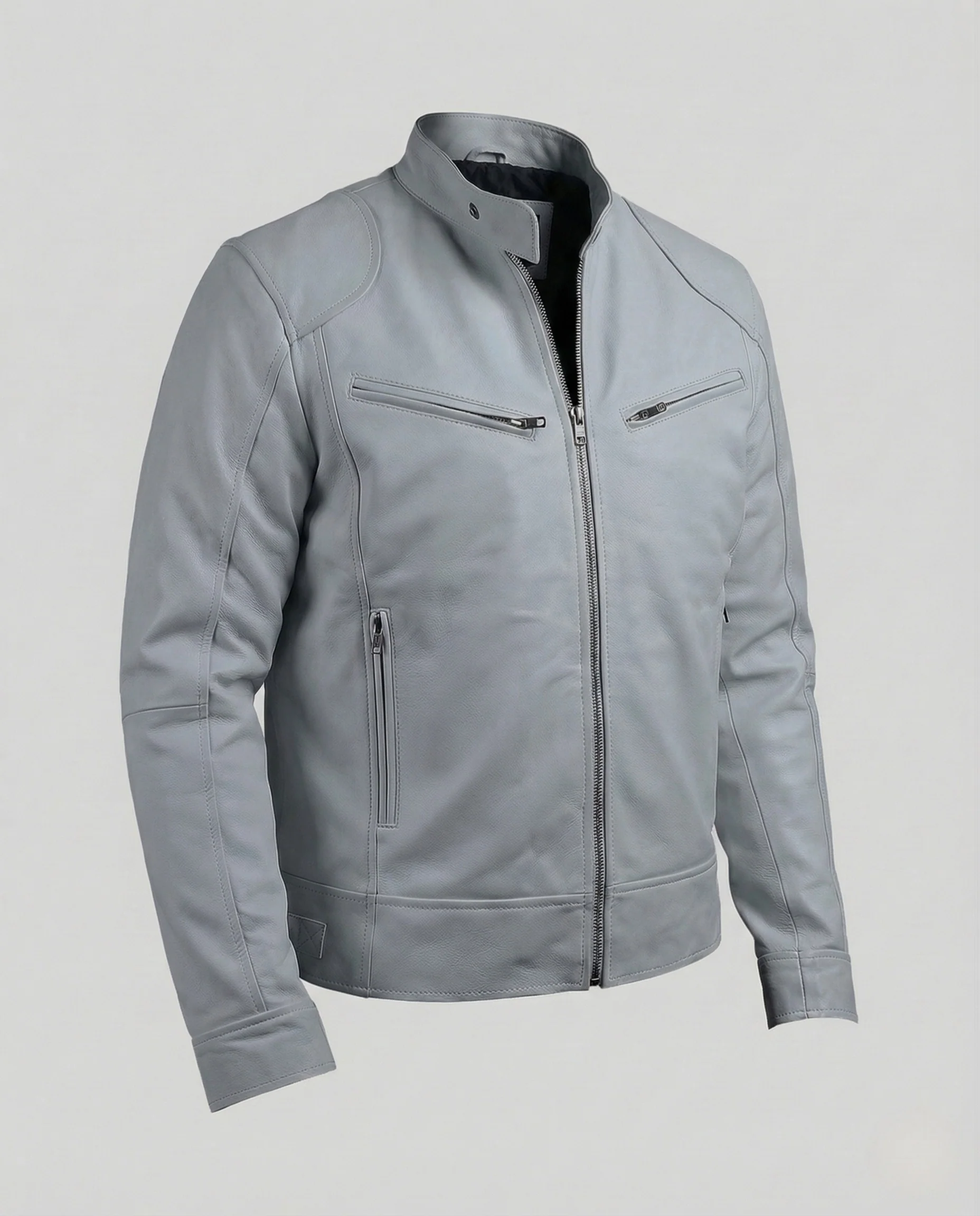 Herren Kunstleder Bikerjacke Slim - Image 6