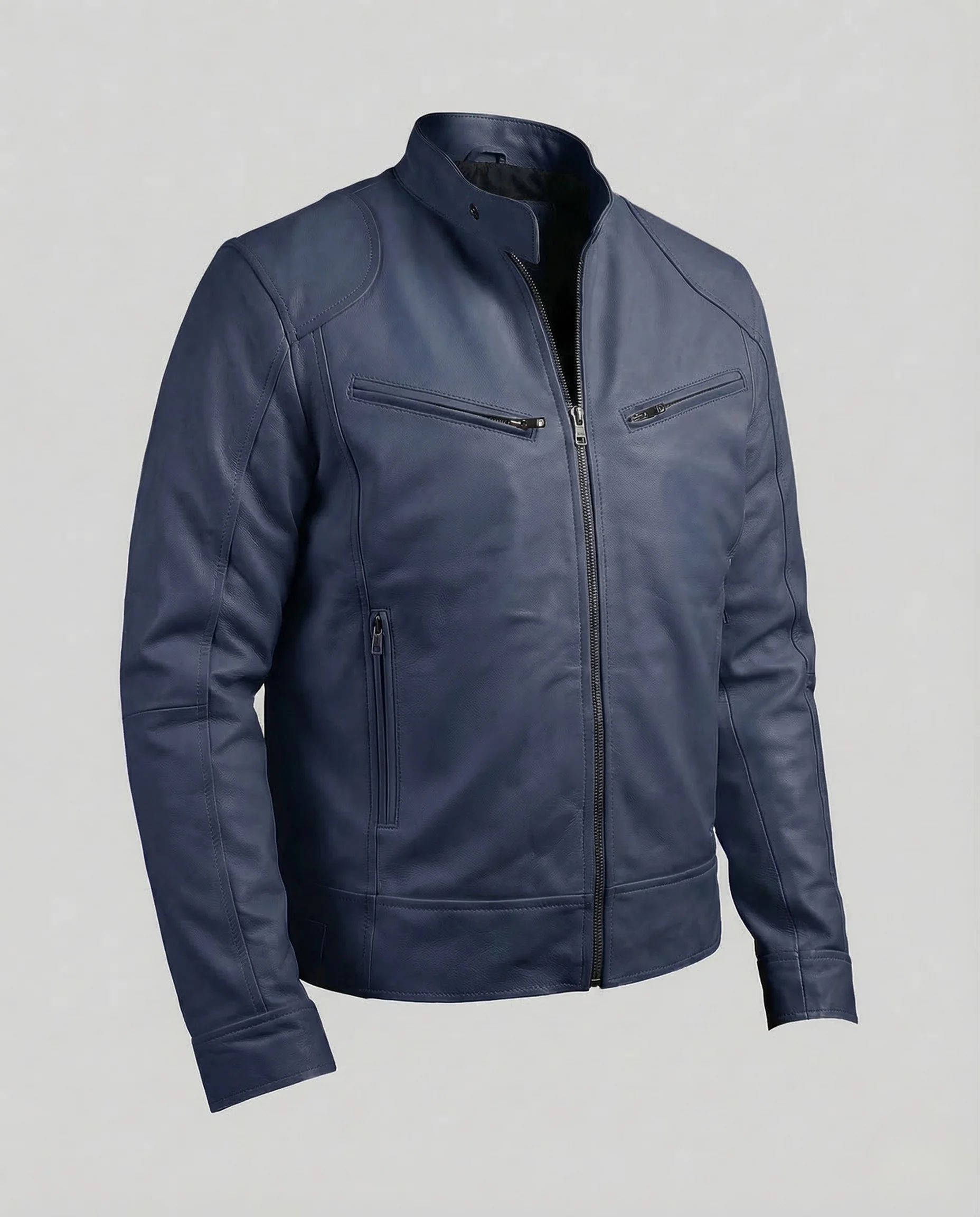 Herren Kunstleder Bikerjacke Slim - Image 7