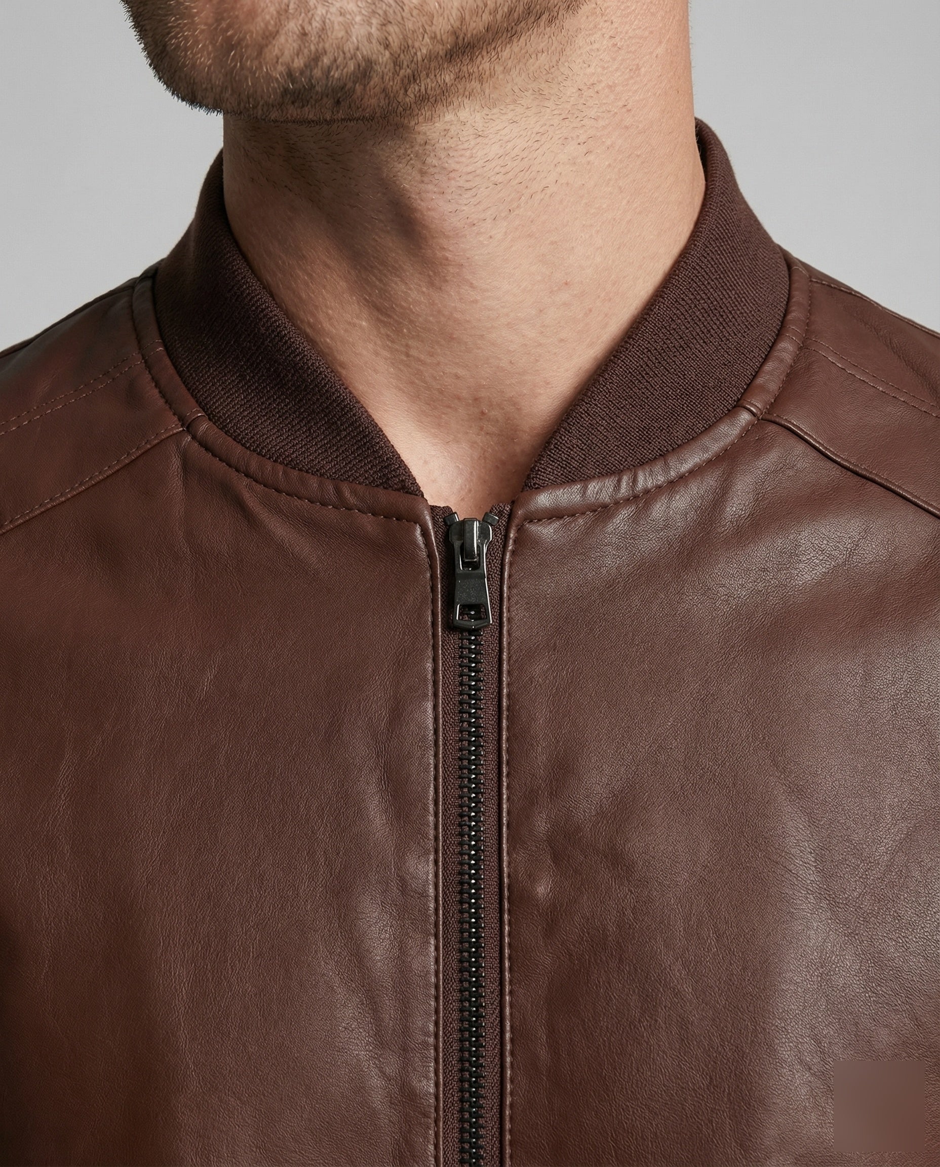 Herren Lederoptik City Blouson mit Rippkragen - Image 3