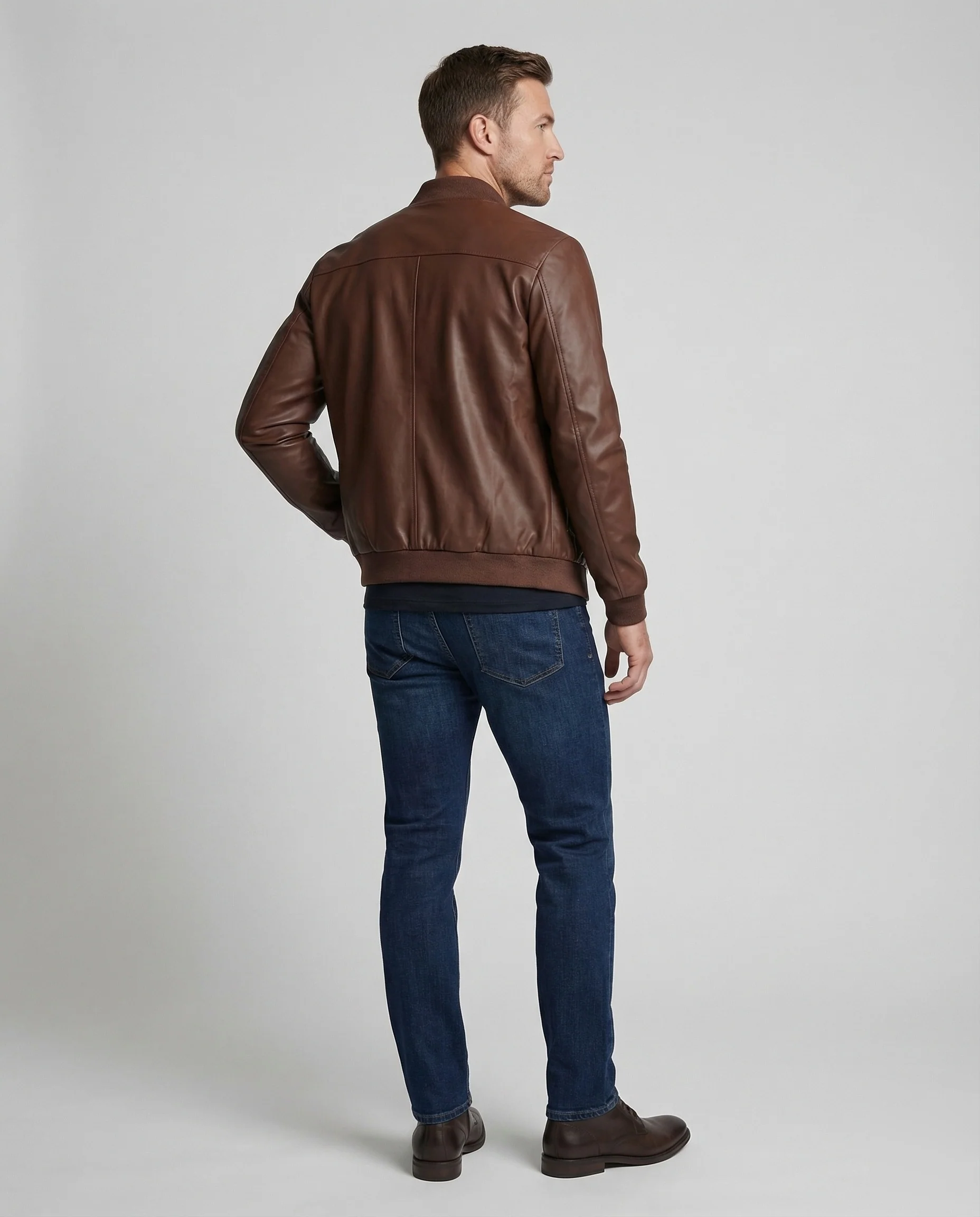 Herren Lederoptik City Blouson mit Rippkragen - Image 4