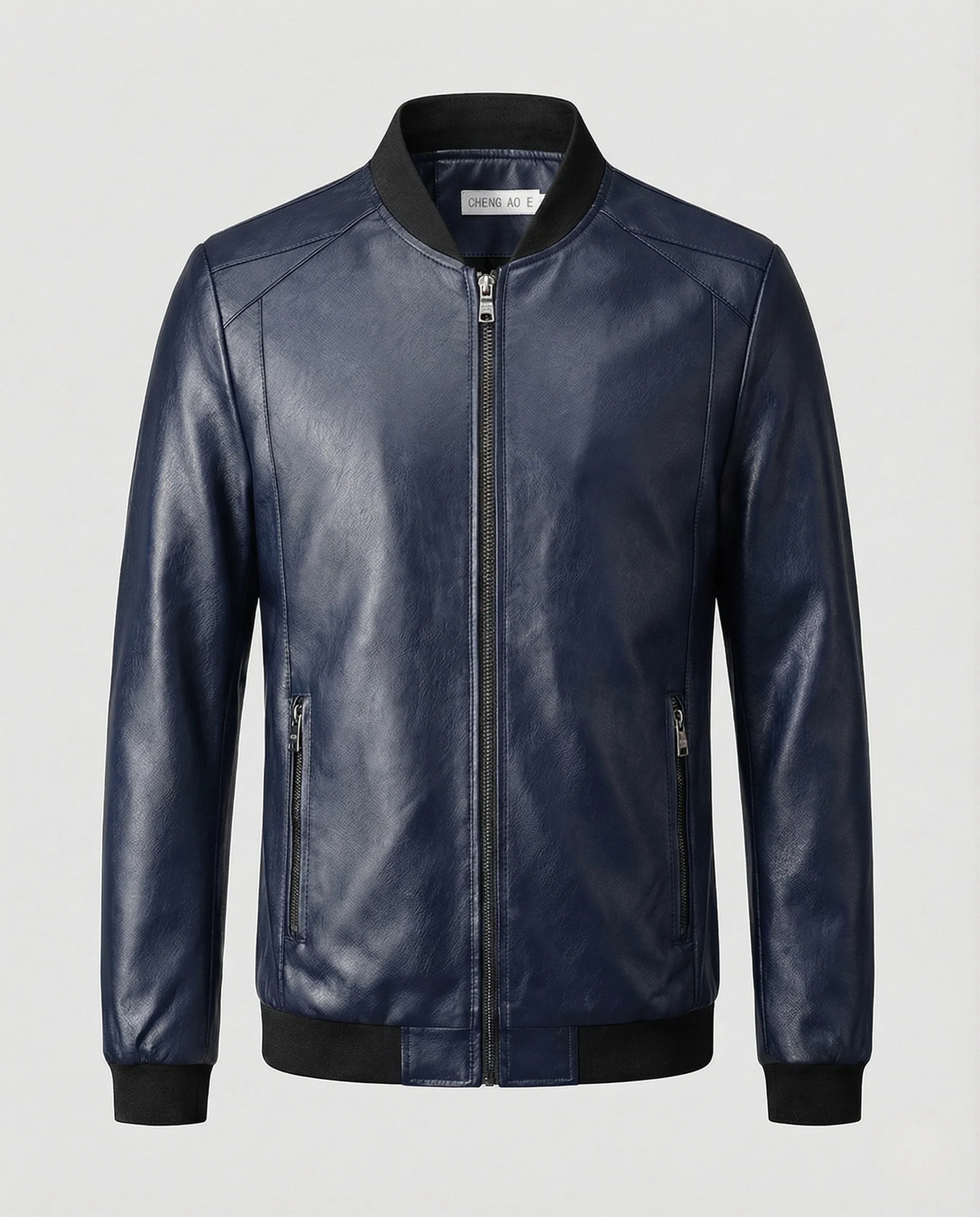 Herren Kunstleder Bomberjacke Schlank - Image 7