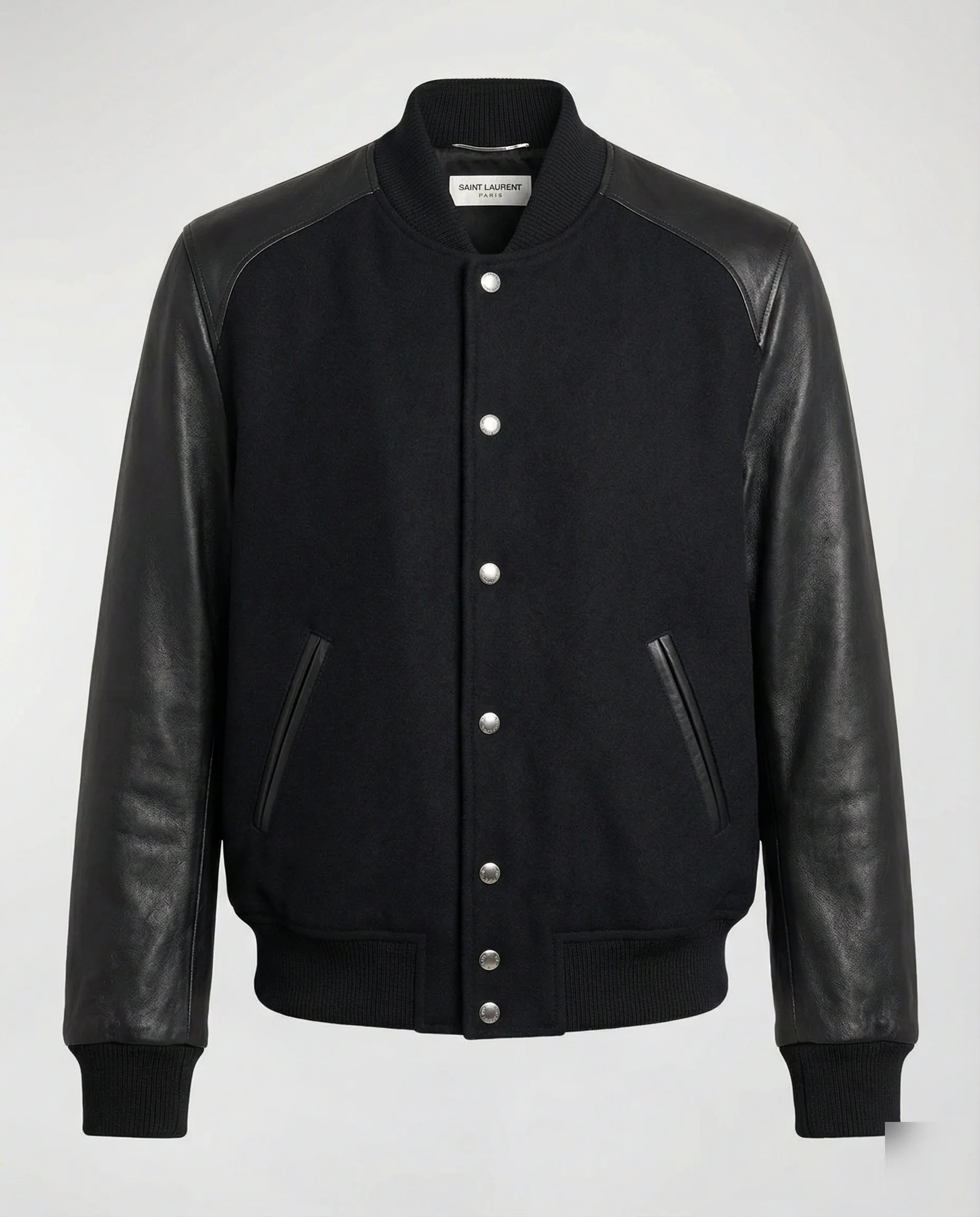 Schlanke Varsity-Collegejacke mit Druckknopfleiste Lederbesatz und satinierter Innenfütterung Heidi-Mode - Image 4