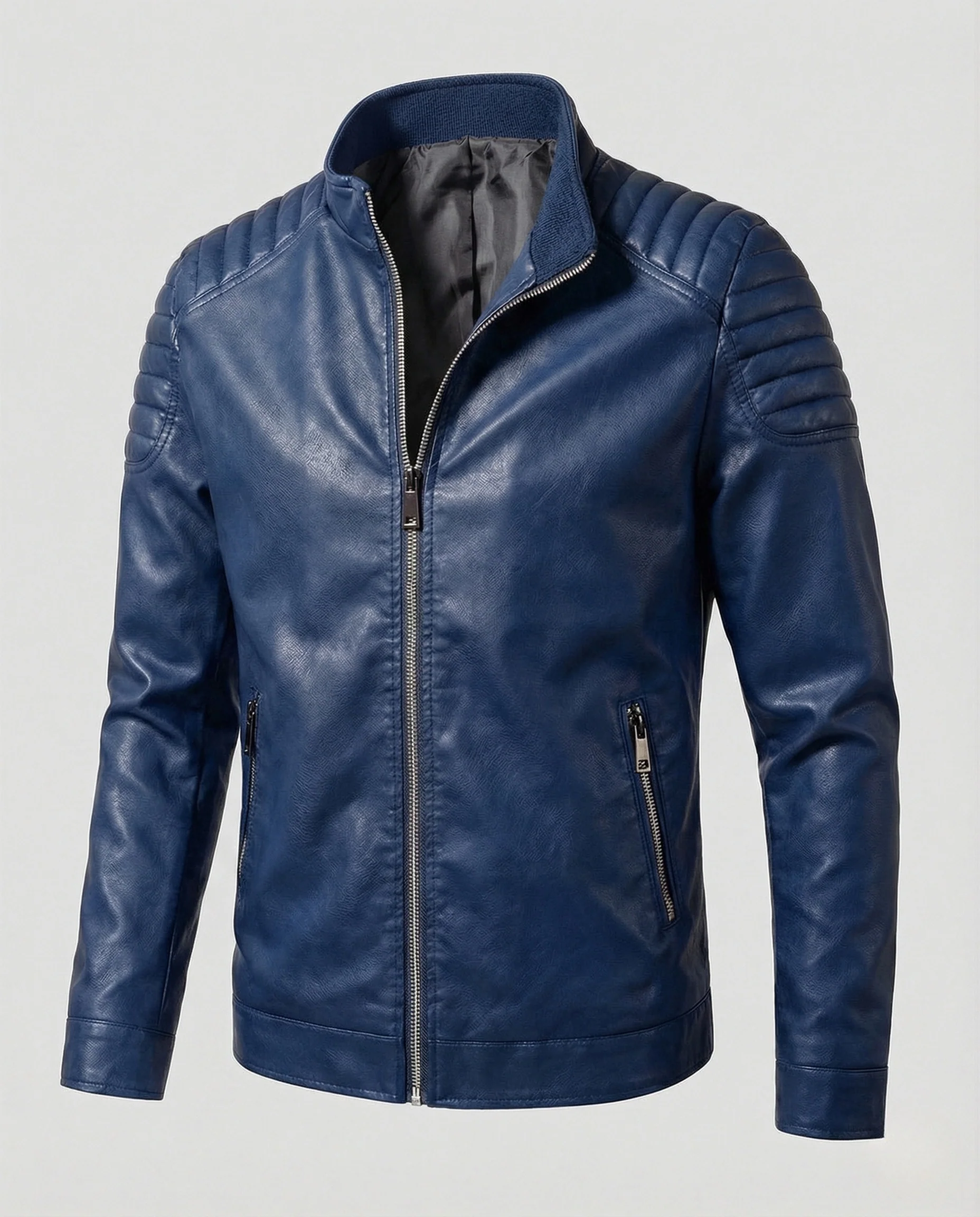 Herren Schmale Biker Lederjacke - Image 6