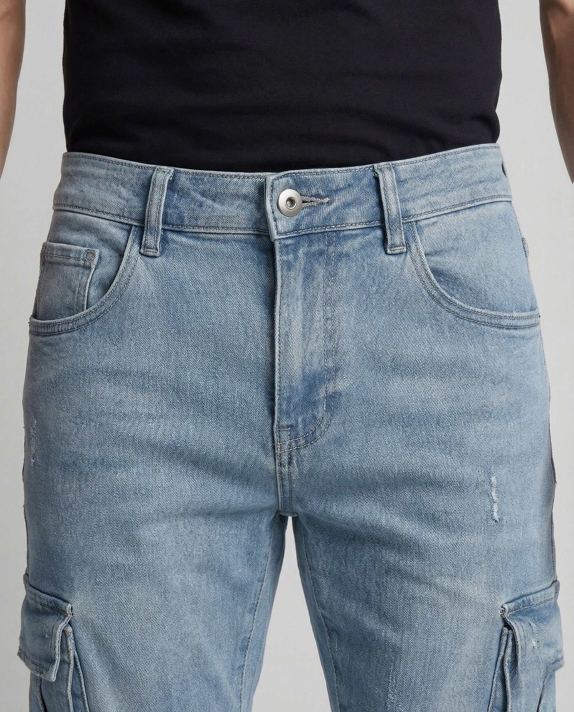 Herren Slim Fit Cargo Jeans mit Aufgesetzten Taschen - Image 3