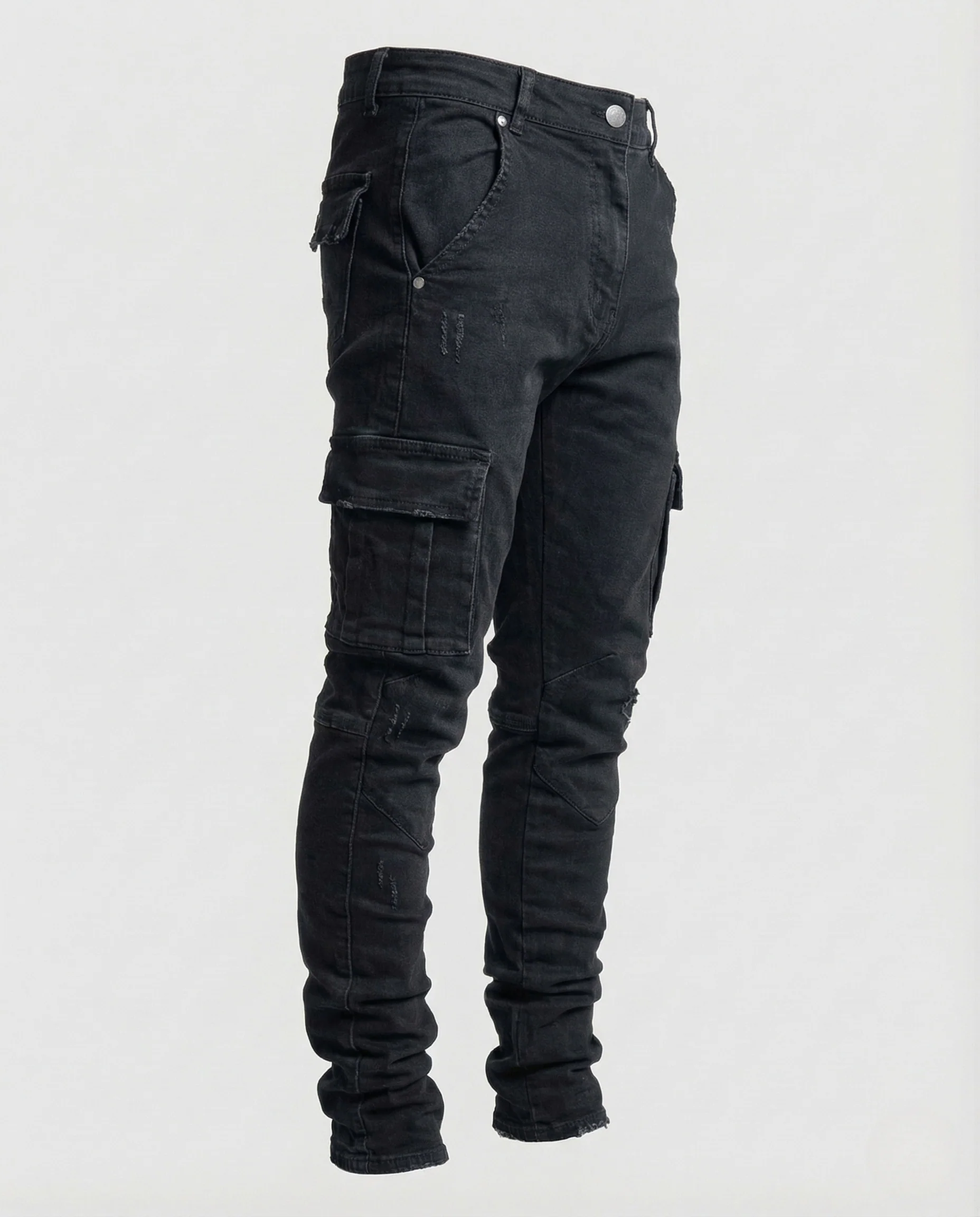 Herren Slim Fit Cargo Jeans mit Aufgesetzten Taschen - Image 6