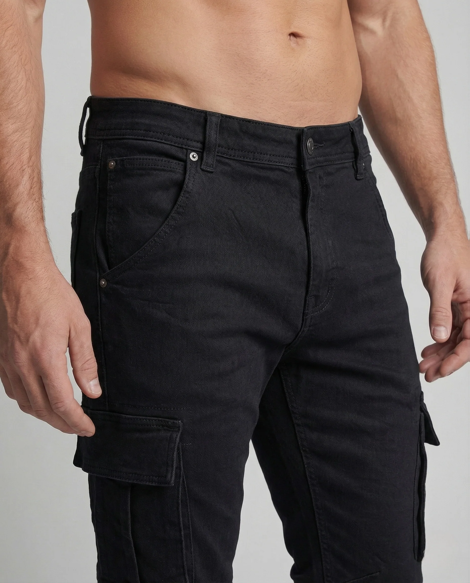 Herren Cargohose Denim Slim Vorgeformte Knie - Image 3