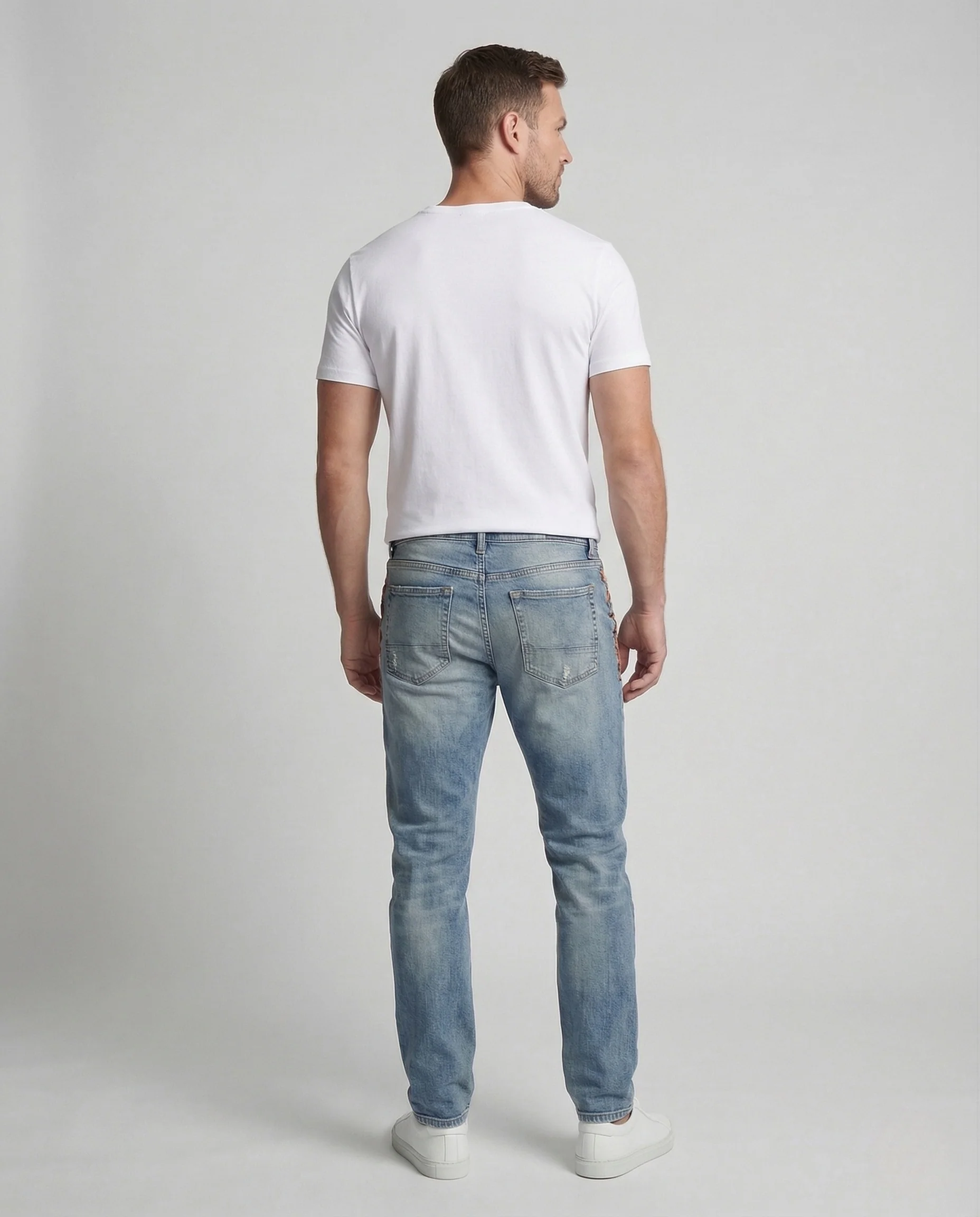 Herren Slim Fit Jeans mit Knopfleiste und Vintage Washed Look - Image 4