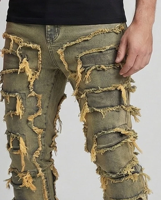 Herren Slim Fit Jeans mit Fransenstreifen - Image 3