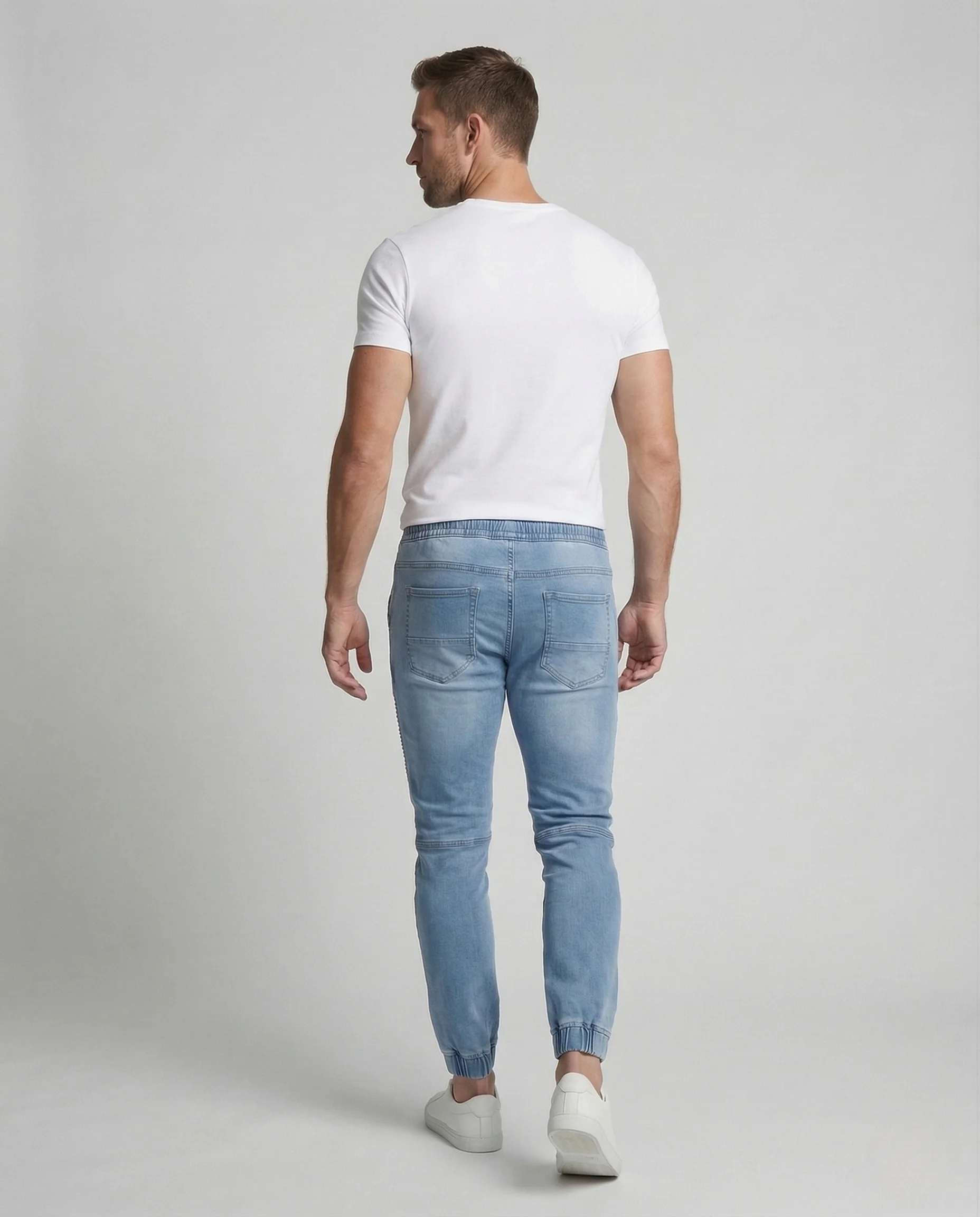 Herren Denim Jogginghose Slim mit Elastischem Bund - Image 4