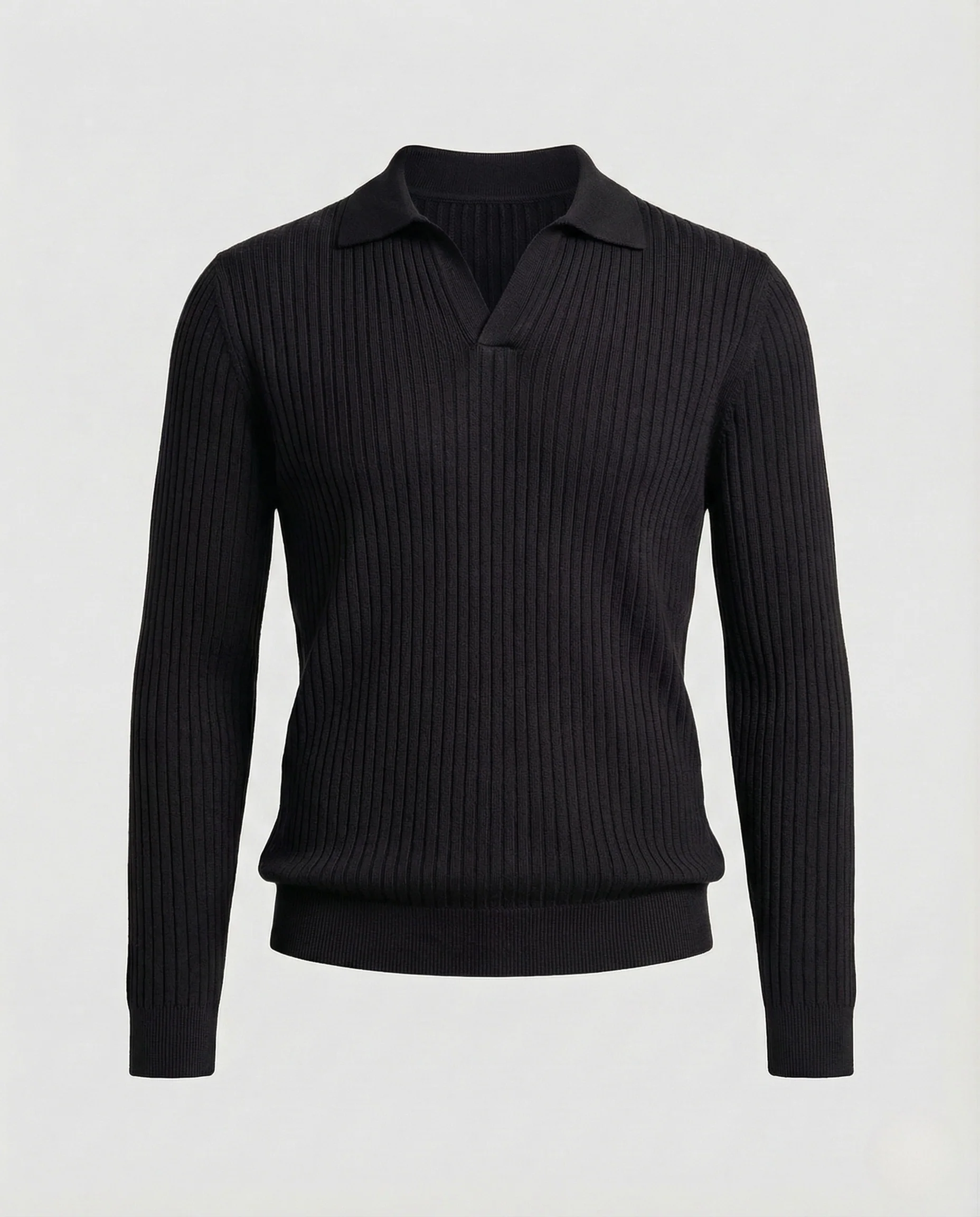 Herren Rippenstrick Polo Kentkragen - Image 6