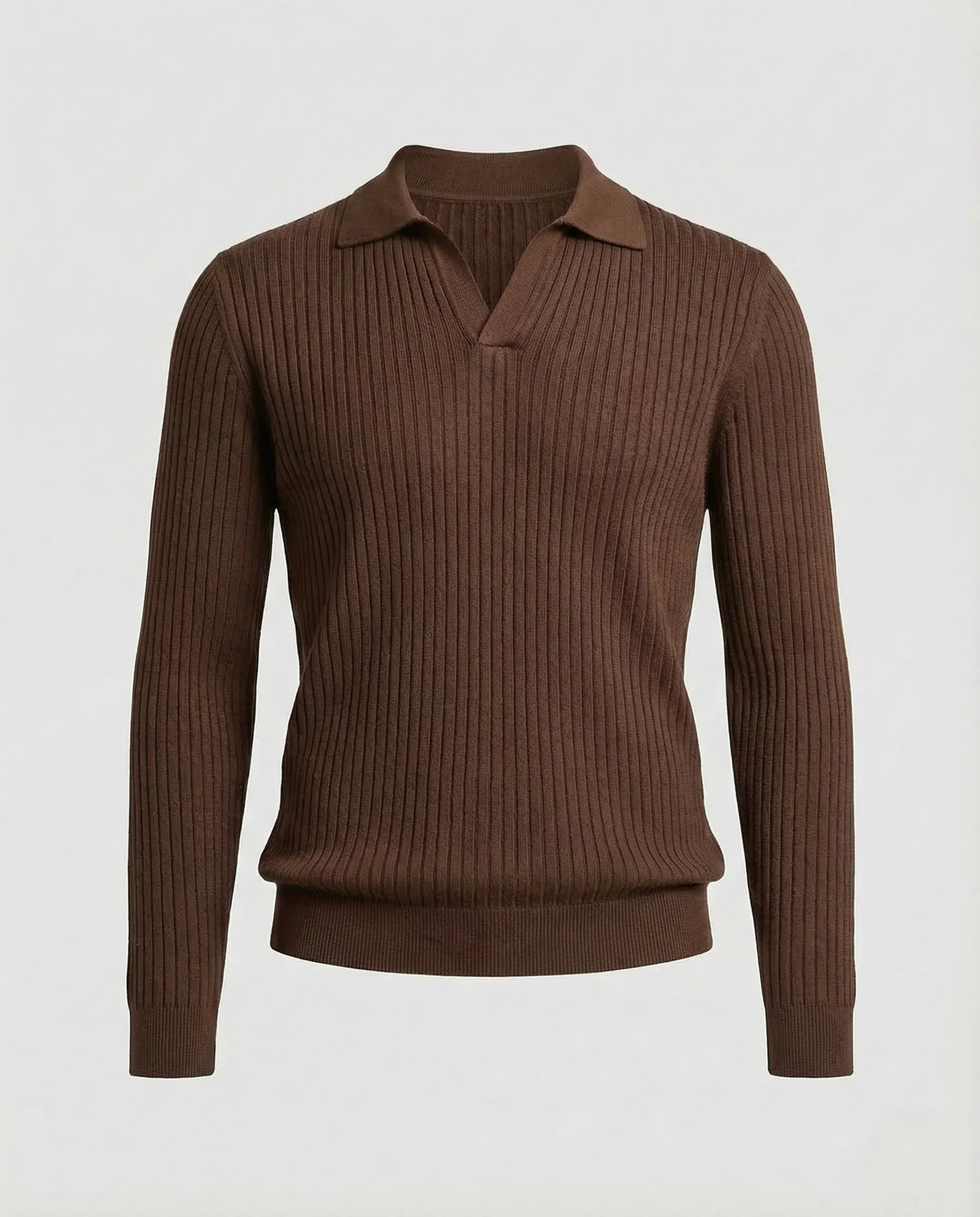 Herren Rippenstrick Polo Kentkragen - Image 7